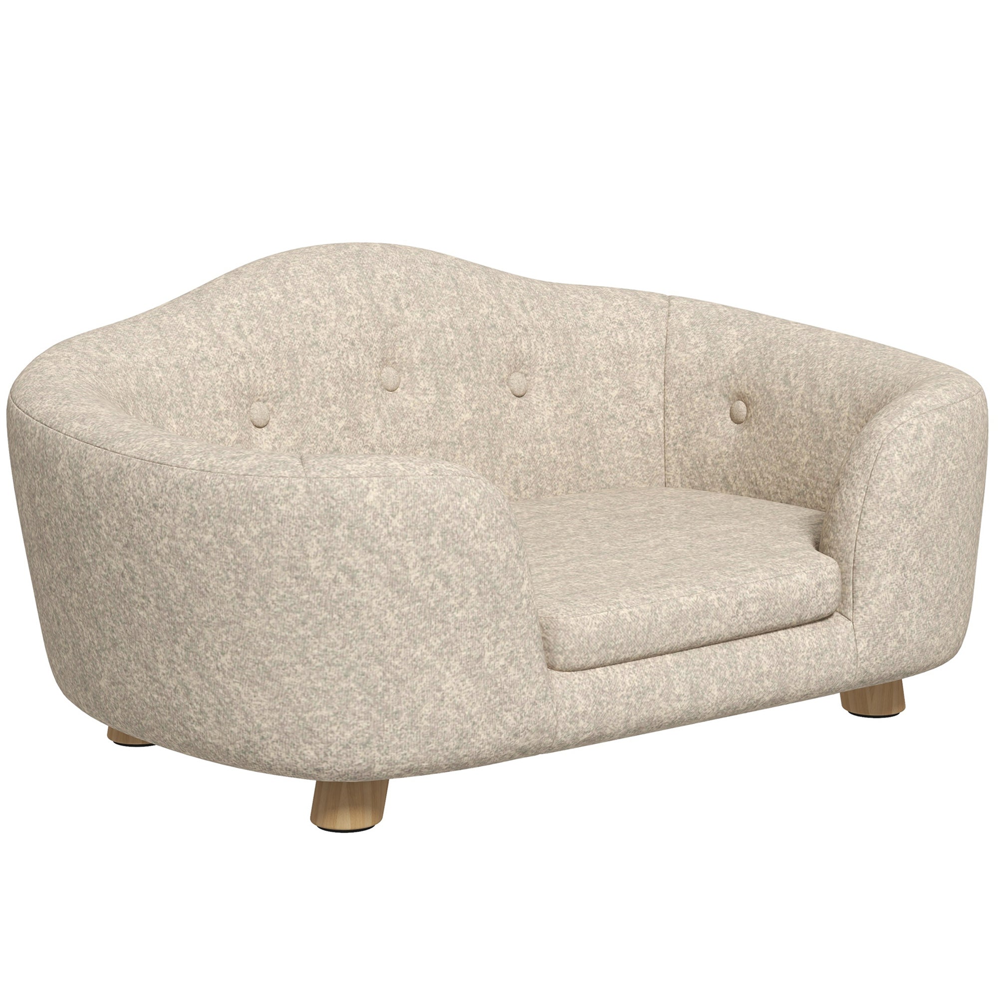 Logidon Hondensofa Crème Wit Met Kussens Houten Voeten 70x47x30 Cm