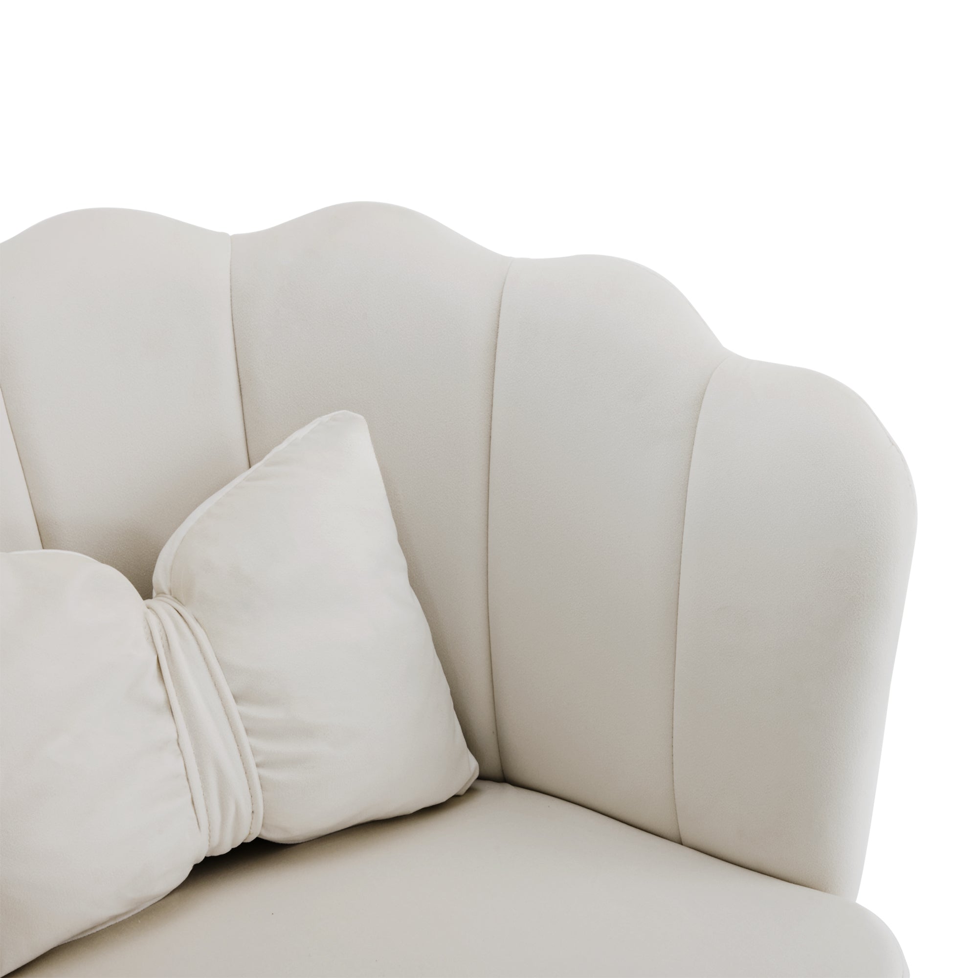 Logidon set van 2 fluwelen stoelen met beige bloemblaadjes en gouden poten