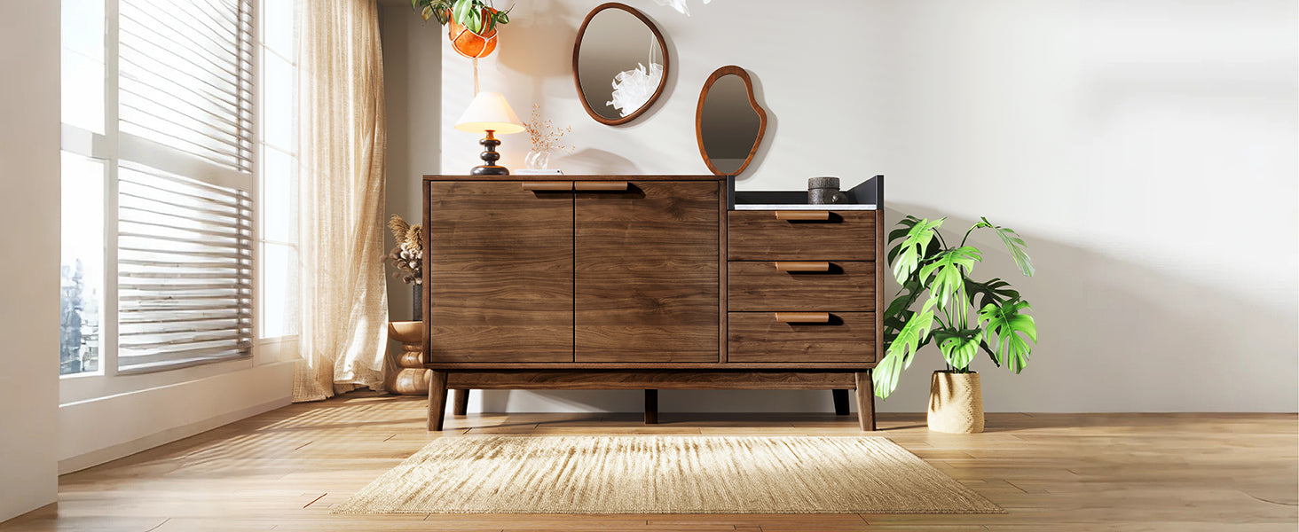 Logidon woonkamer ladekast eiken decor marmerlook blad 3 lades