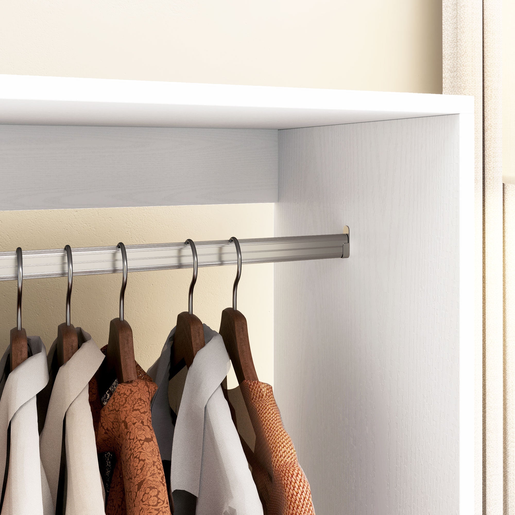 Logidon Mobile Wardrobe White 60x40x127 cm With Shelf And Wheels