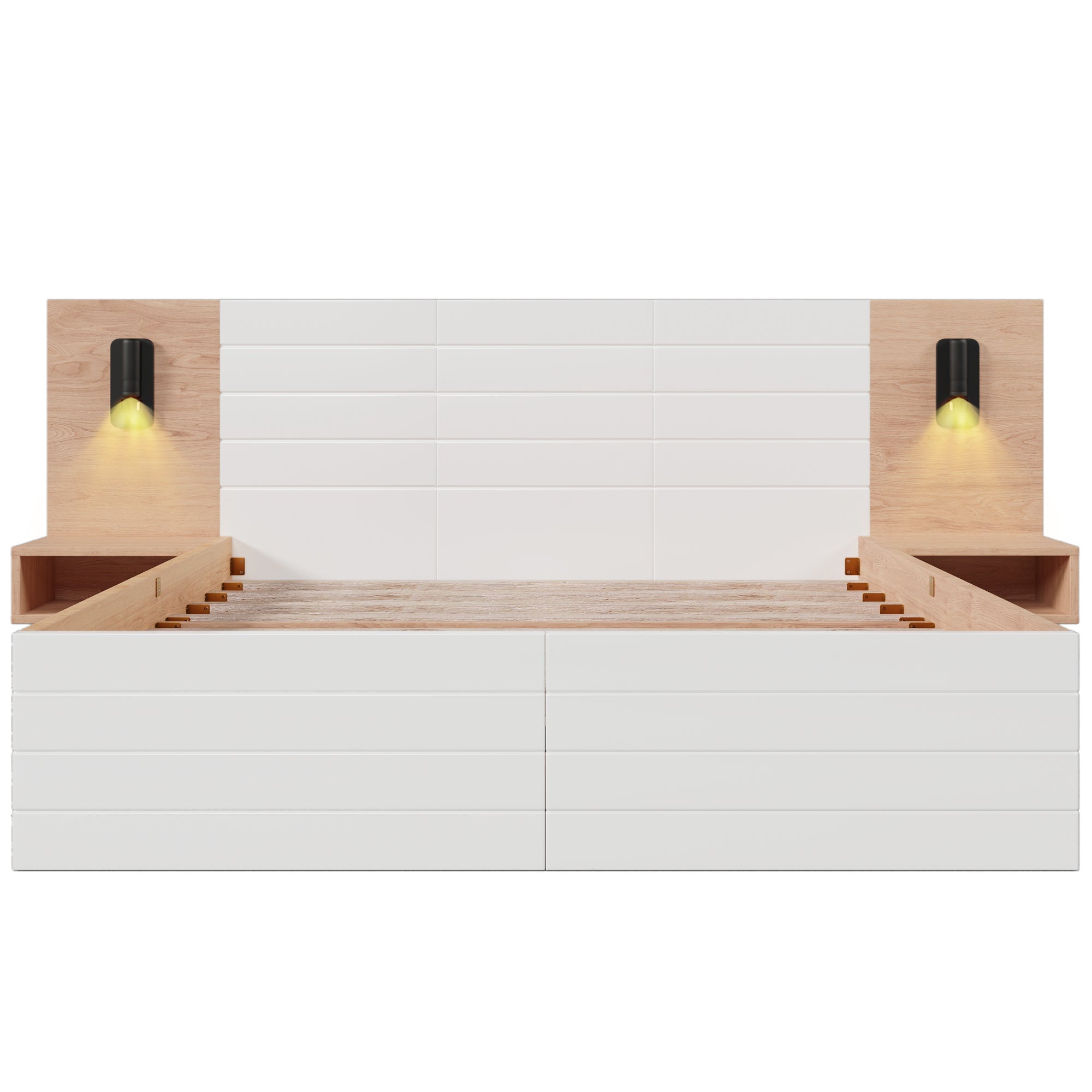 Logidon tweepersoonsbed 160x200 cm in wit eikenhout met 2 laden