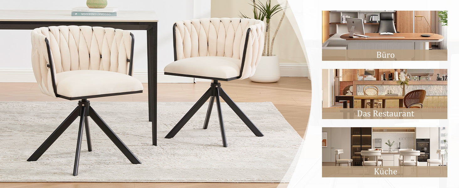 Logidon velours fauteuils met 180 graden draaifunctie, set van 2 Ivoor