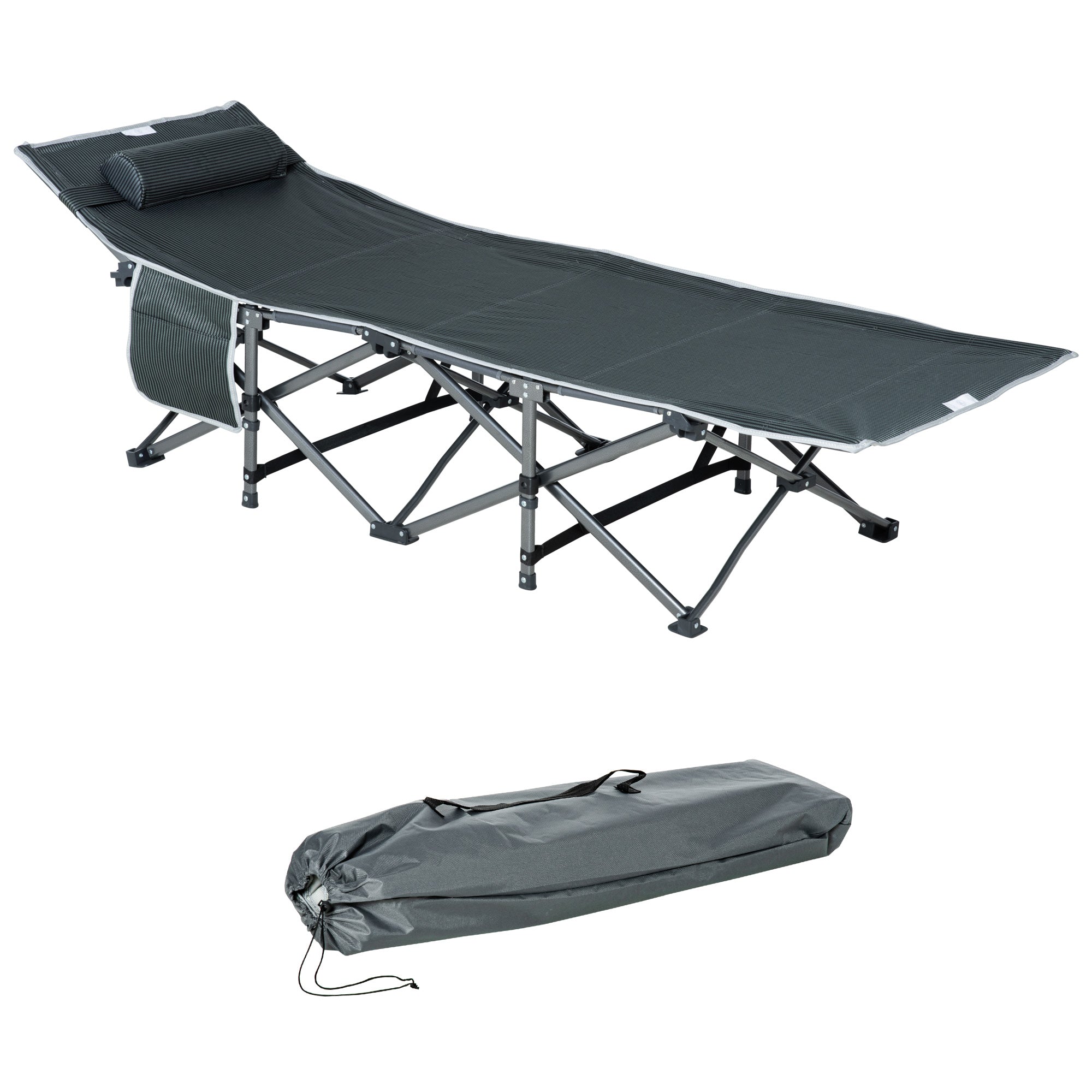 Logidon opklapbaar ligbed grijs met kussen 188x64x53 cm