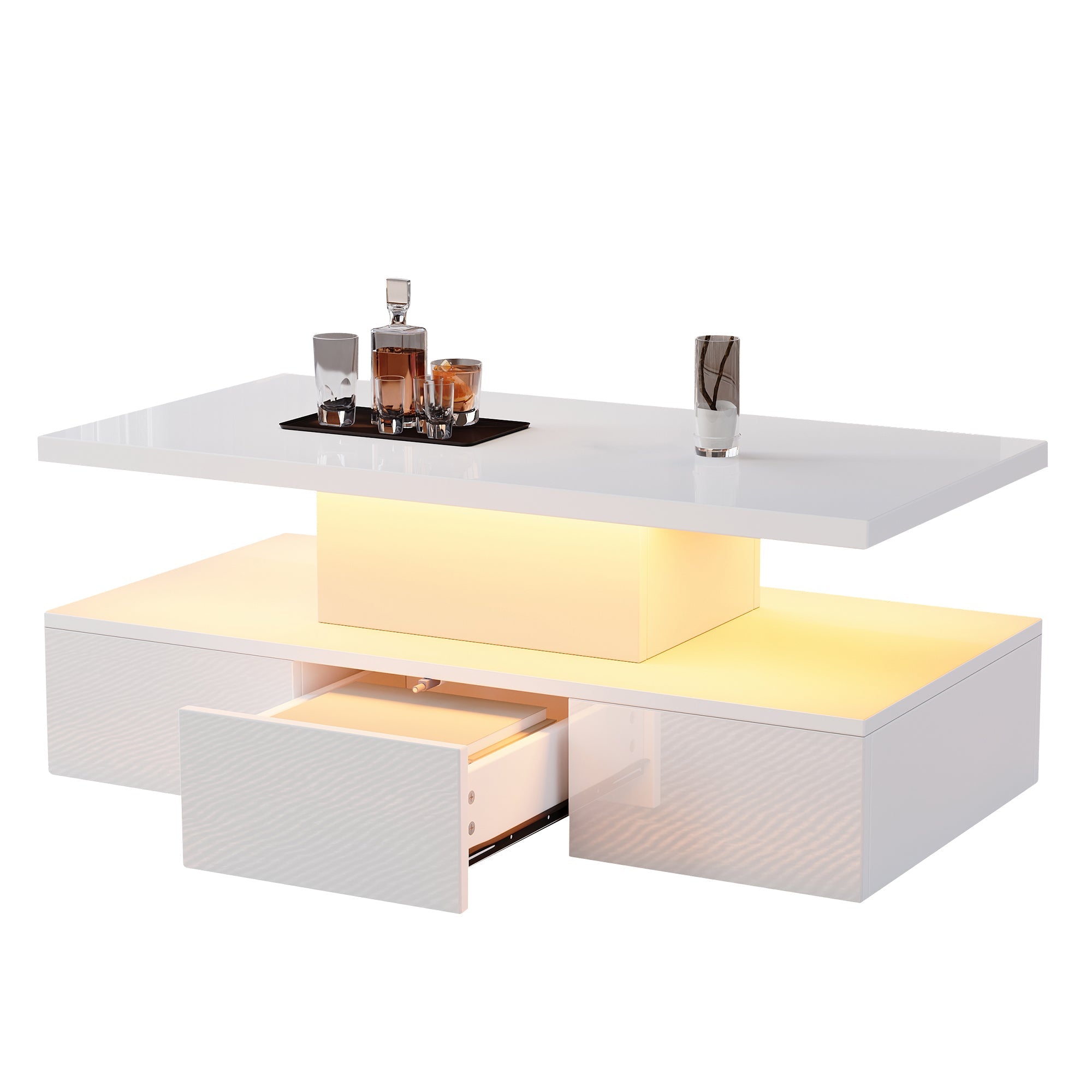Logidon Salontafel met twee niveaus, witte LED-verlichting