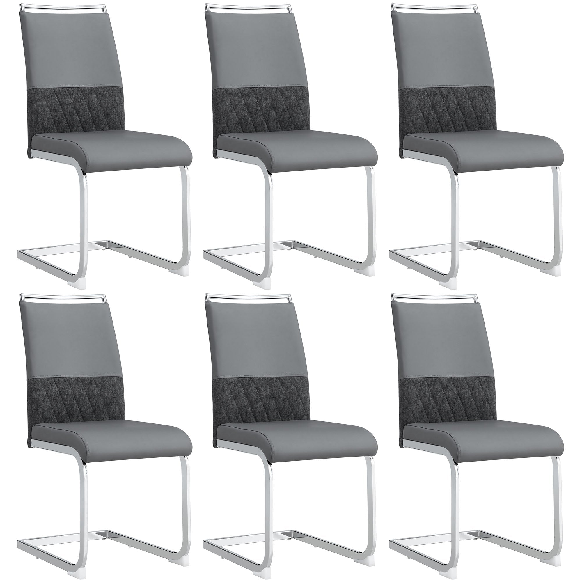 Logidon Dining Room Chairs Set of 6 Gray with Padded Backrest