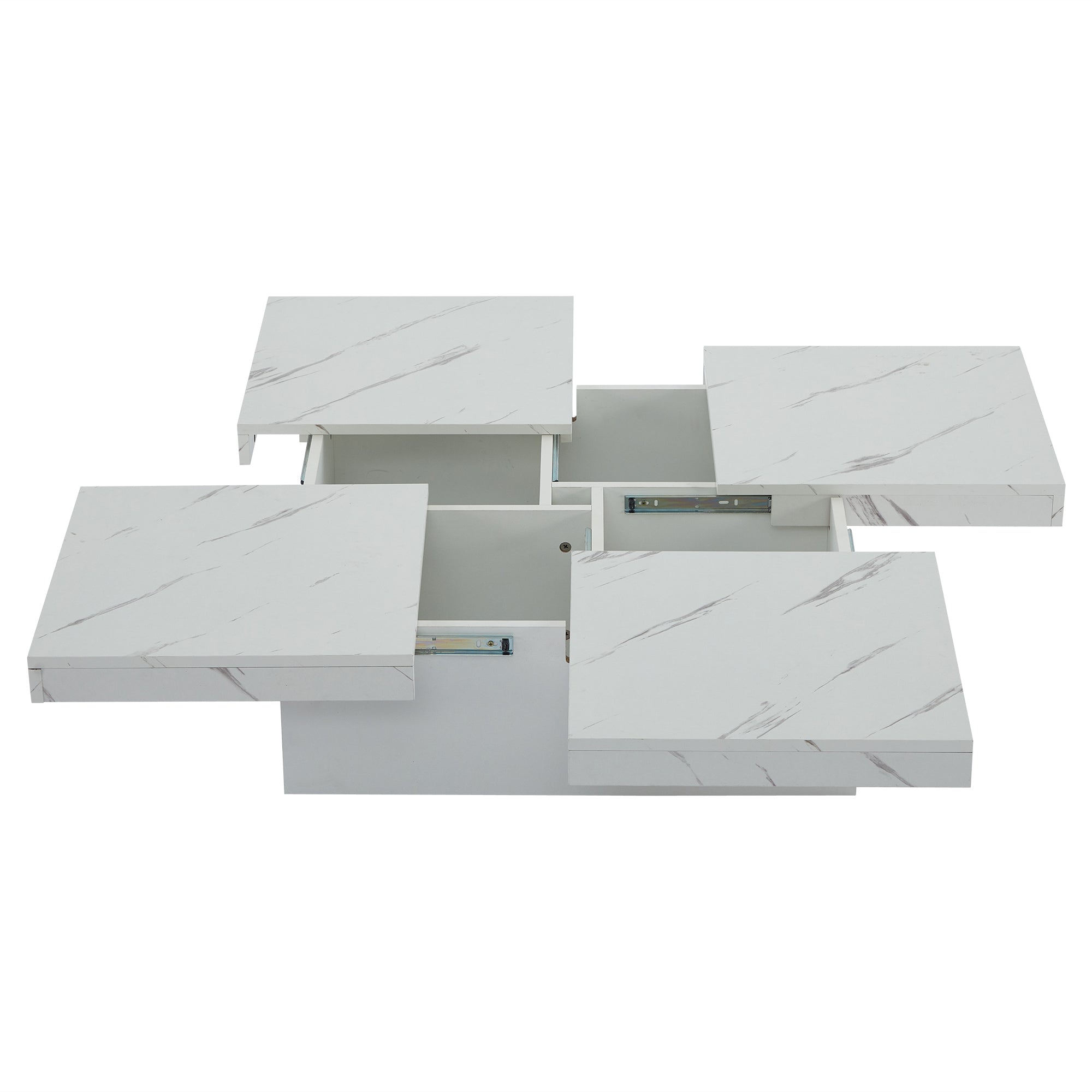 Logidon vierkante salontafel wit marmerlook 90x90x25 cm met lades