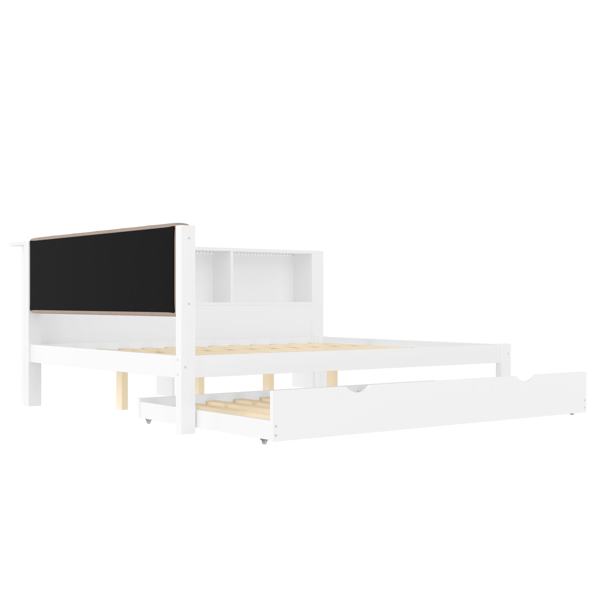Logidon daybed wit 140x200 CM met uitschuifbaar bed LED-verlichting