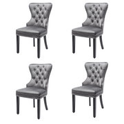 Logidon velvet dining chairs set of 4 button detail oak legs gray
