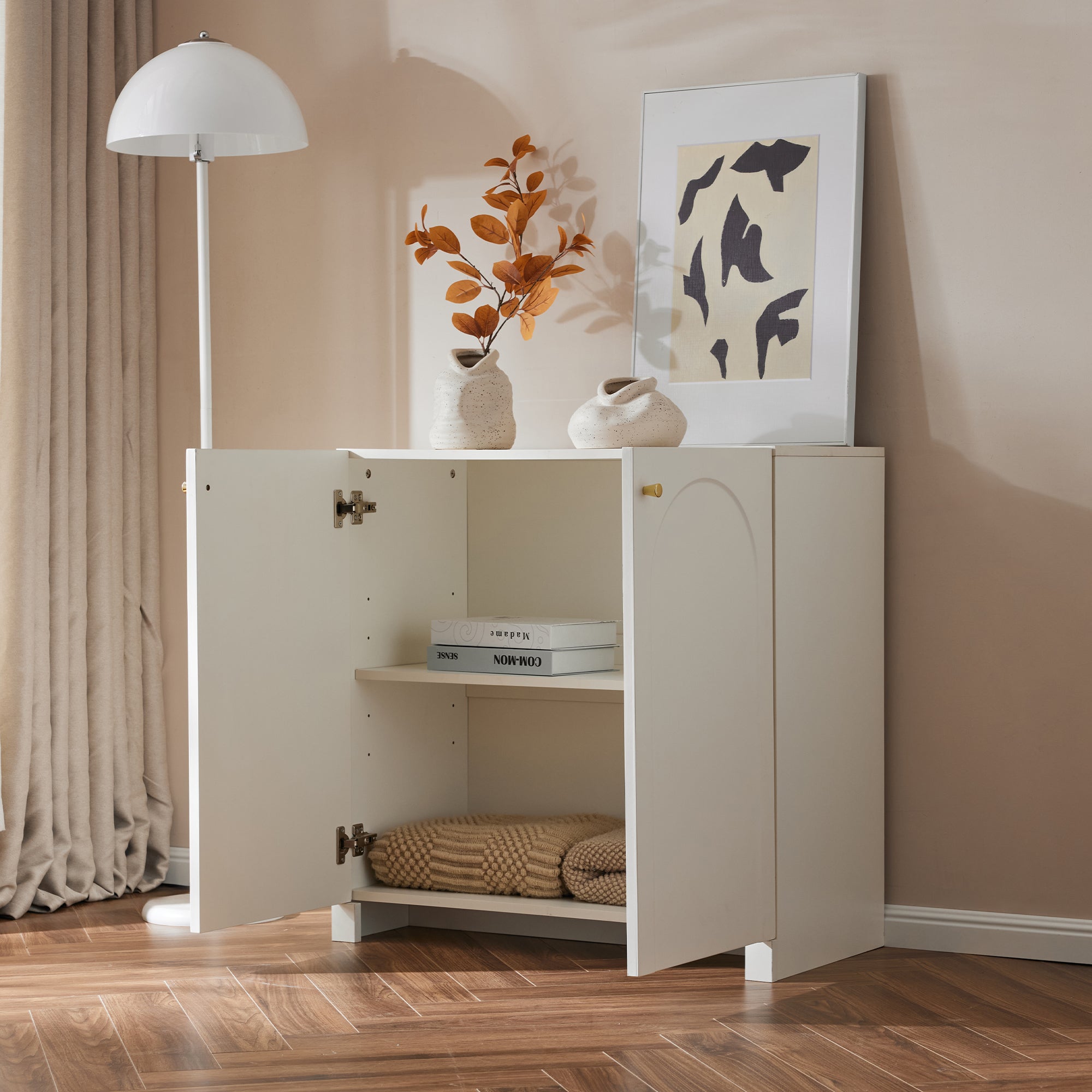 Logidon sideboard cream white 80x40x80 cm two doors highboard