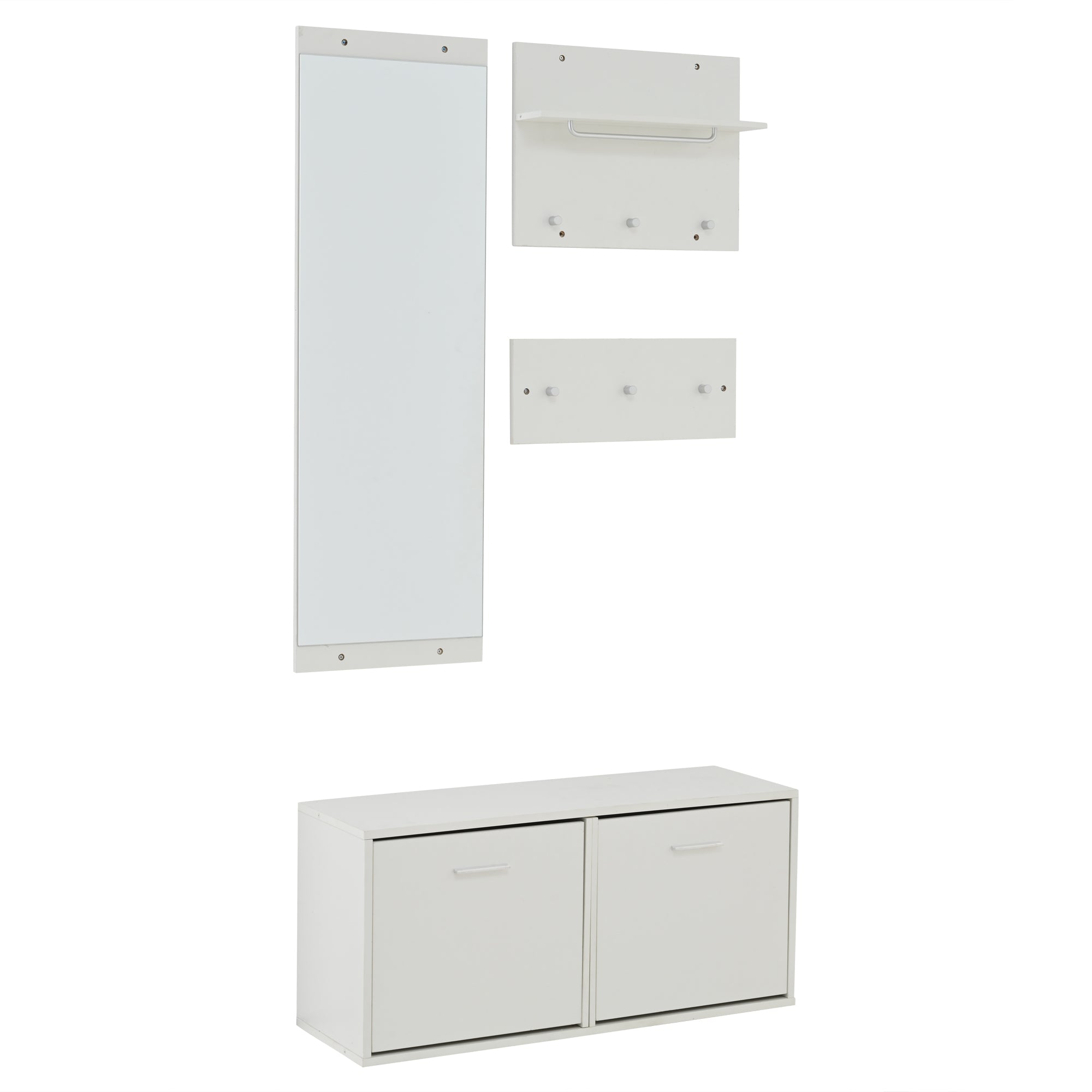 Logidon kledingkastset 4-delige spiegel schoenenkast wit 90x30x41,5 cm