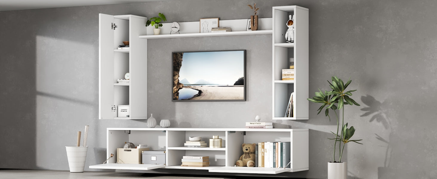 Logidon TV wandmeubel wit 180x35x33,5 cm compleet 4 delen