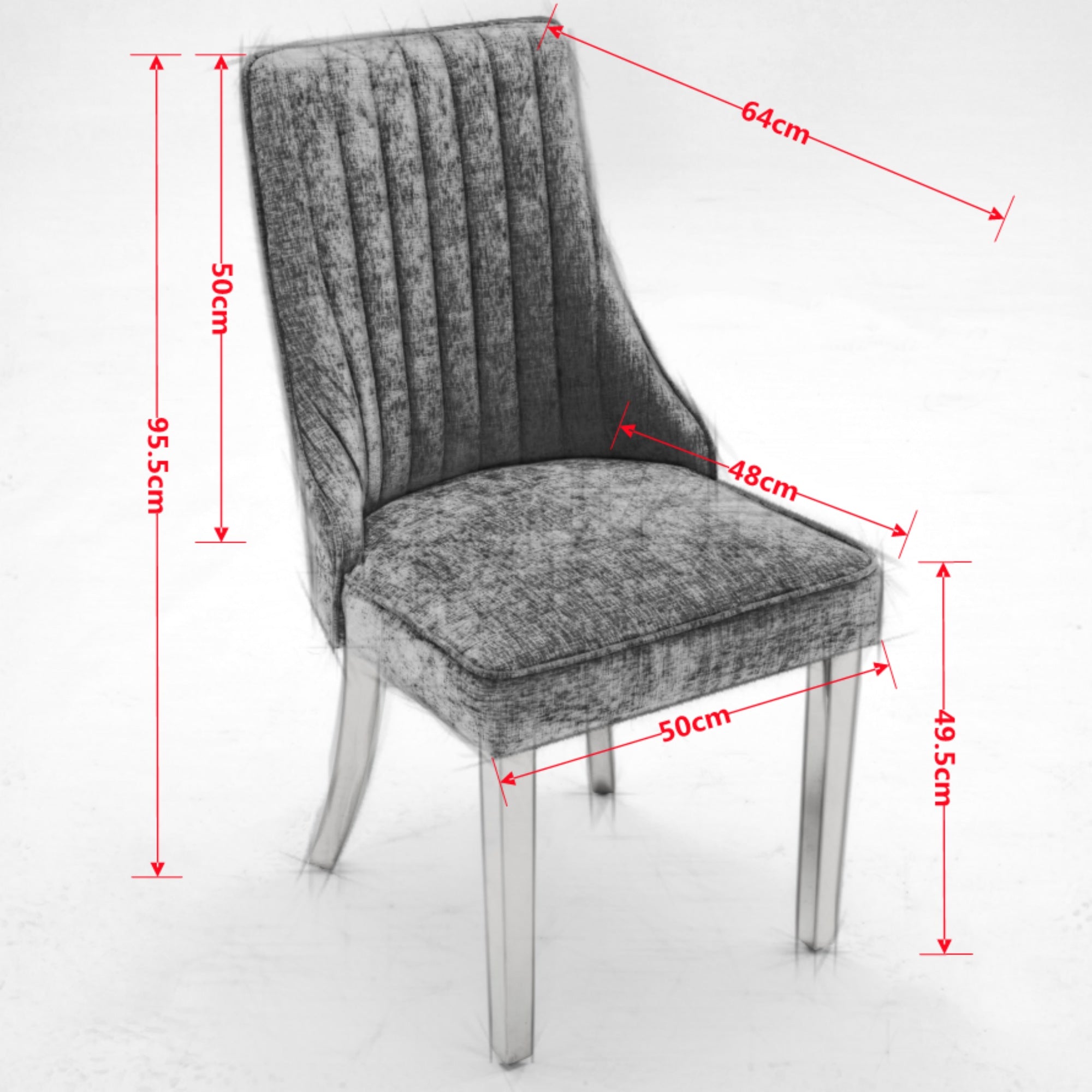 Logidon Chenille Eetstoelenset Zwart Gouden Poten Set van 2 65x50x95 cm