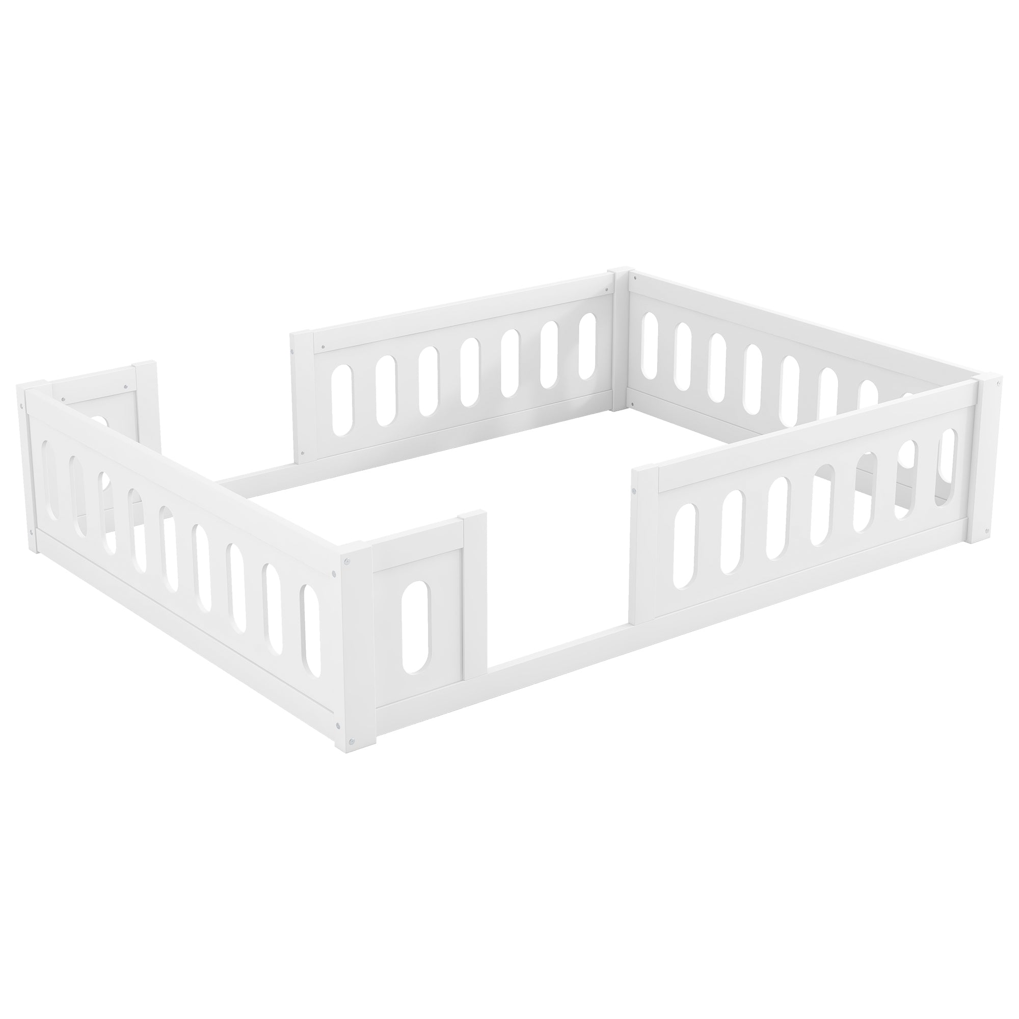 Logidon houten platformbed 140x200 met railing wit