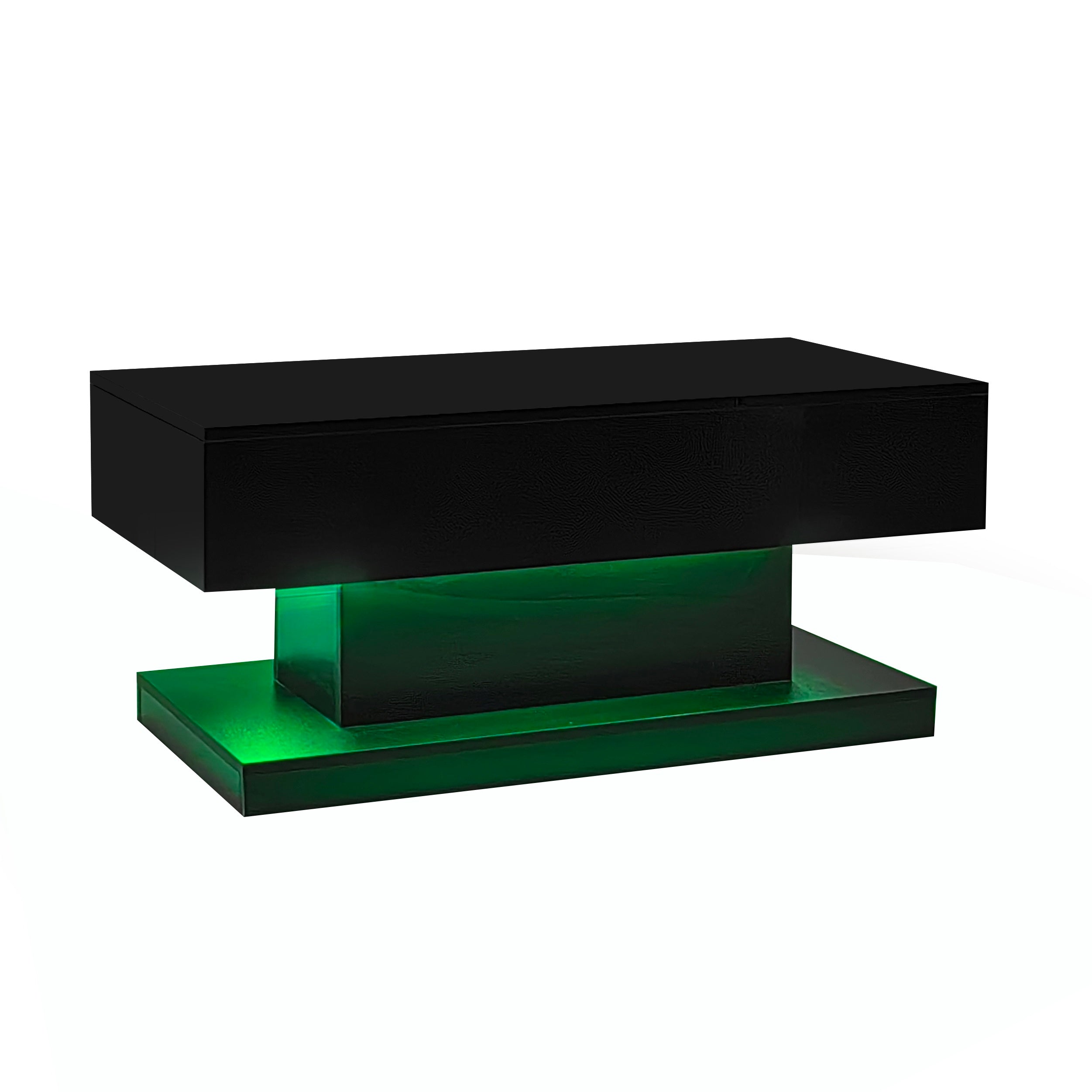 Logidon hoogglans liftsalontafel zwart 100x50x45 cm LED-verlichting