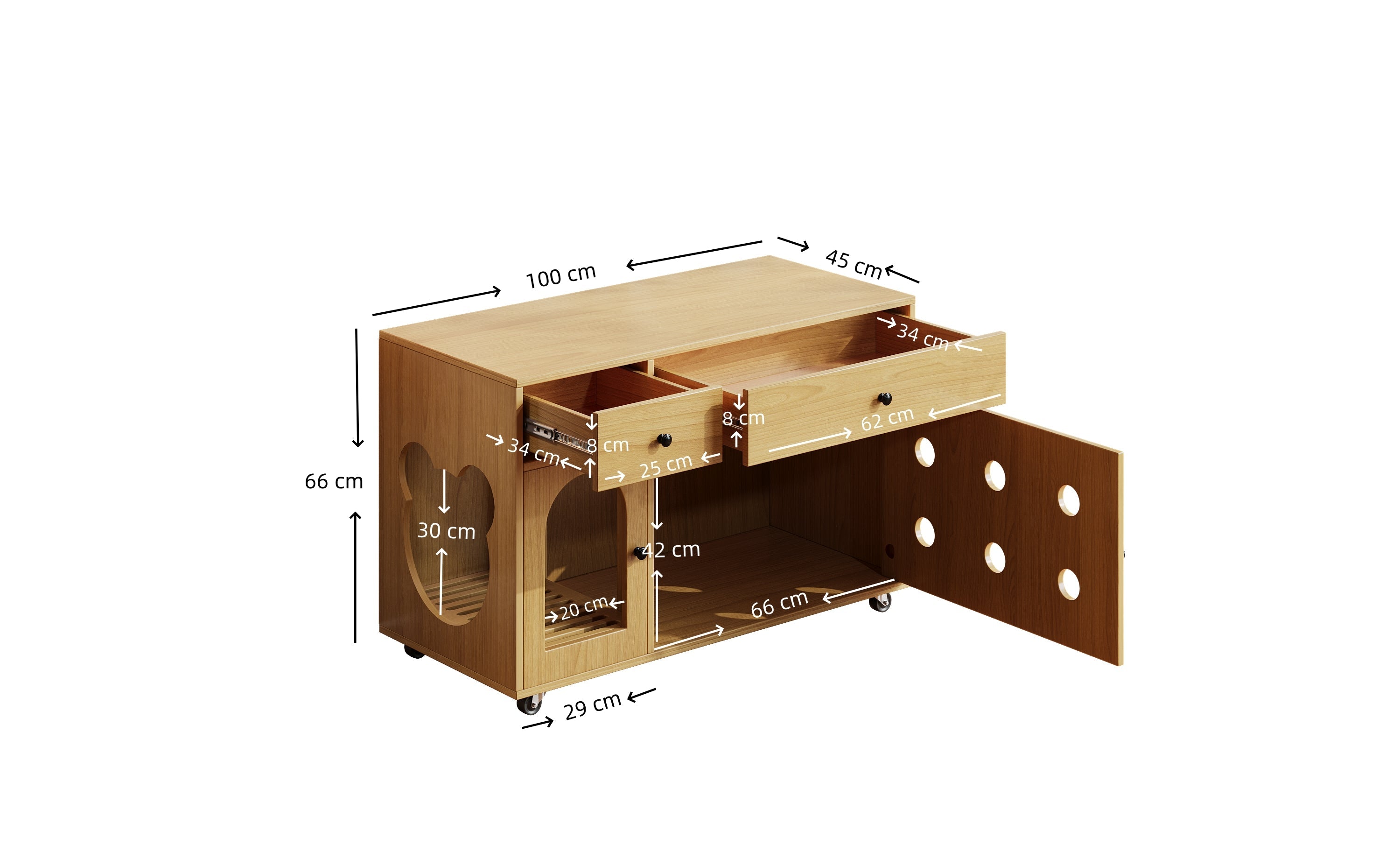 Logidon kattenbakkast 100 x 45 x 66 cm zandafvoerplaat