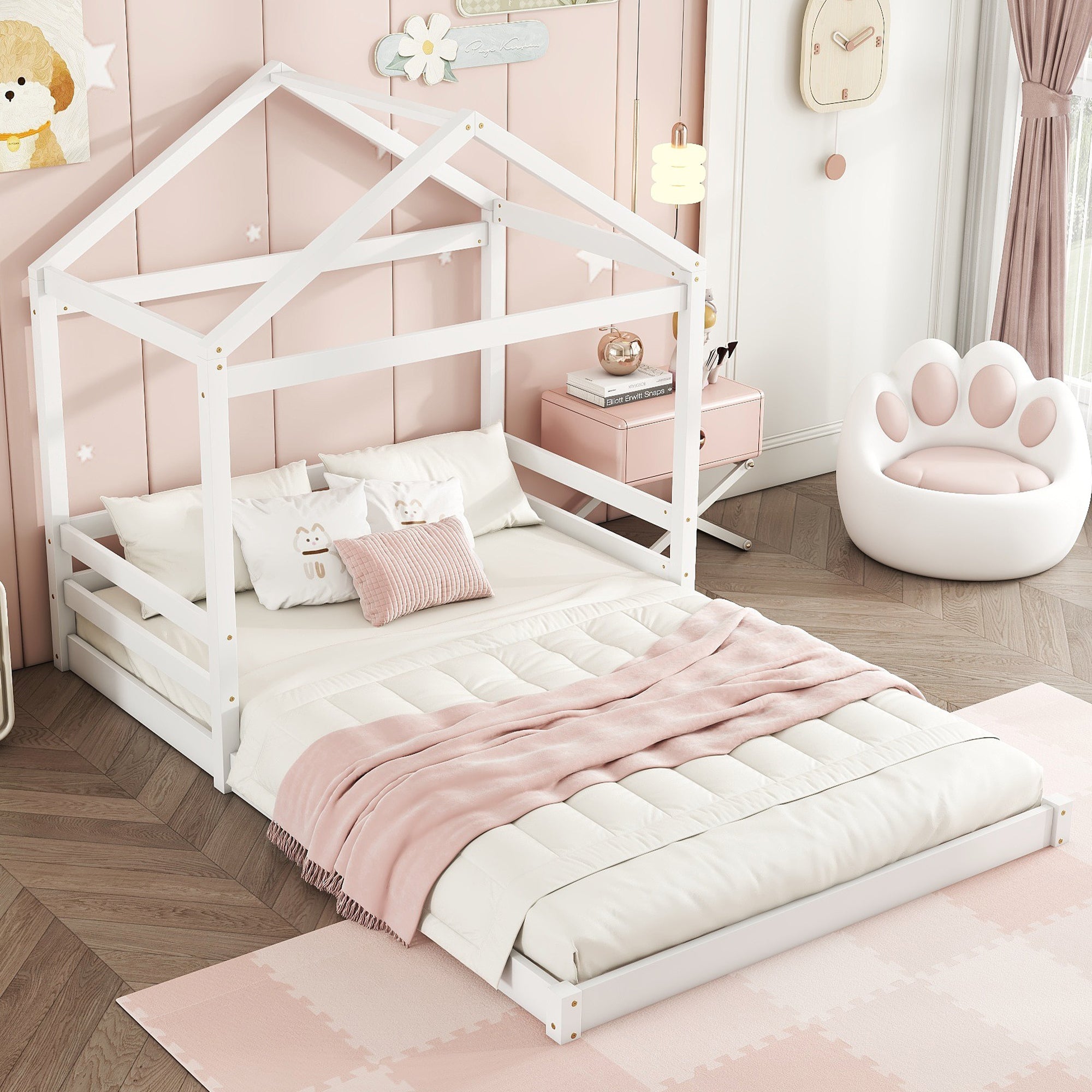 Logidon huisbed 140x200 wit grenenhout minimalistisch