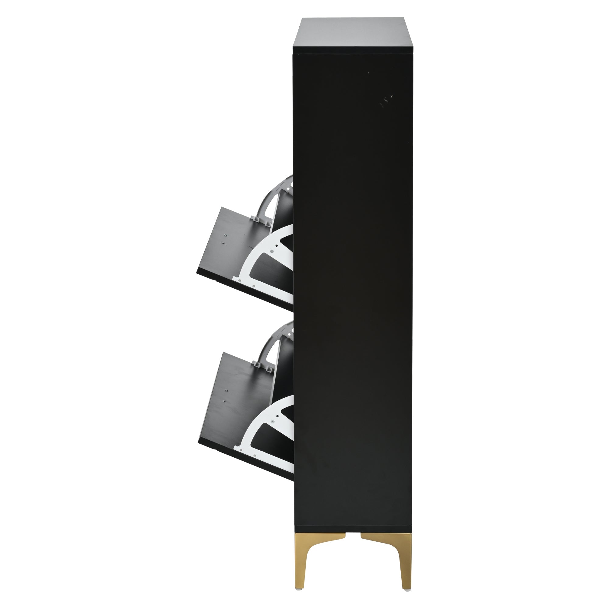 Logidon shoe cabinet 80x25x117 cm black with folding doors and four shoe shelves