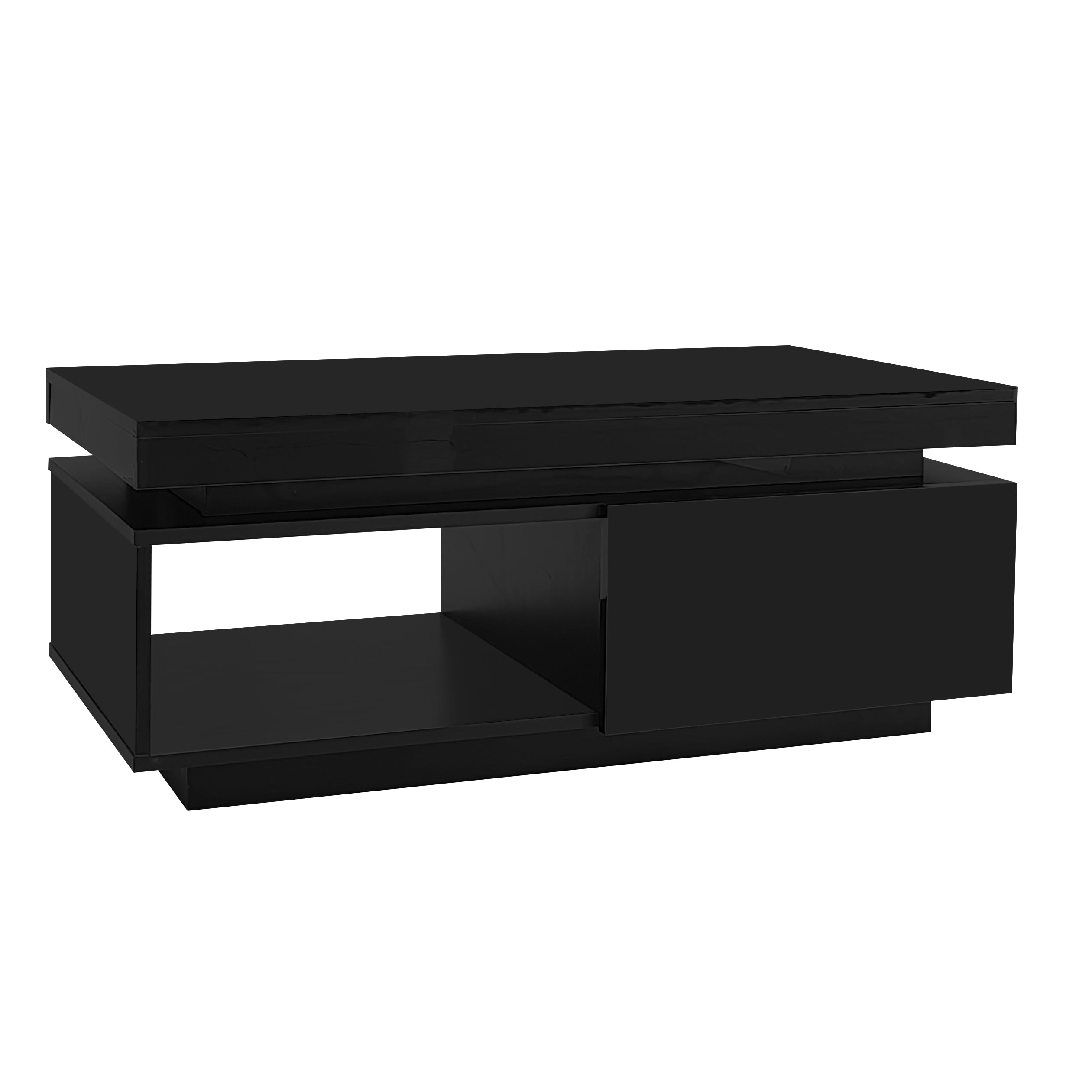 Logidon TV wall cabinet set black high gloss with LED lighting 181cm