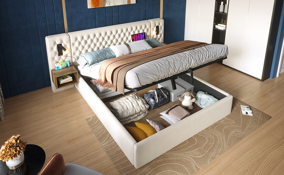 Logidon bedsysteem beige 160x200 cm hydraulisch opbergmatras