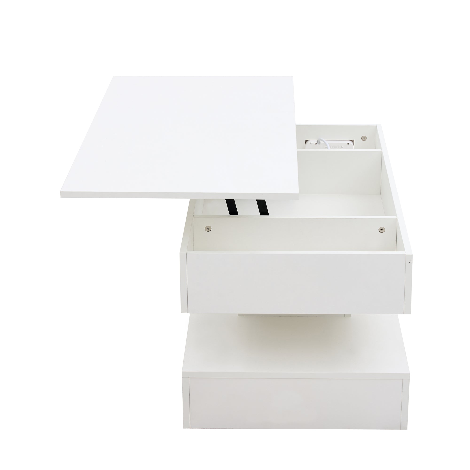 Logidon salontafel LED-verlichting en opbergruimte wit 100x50 cm
