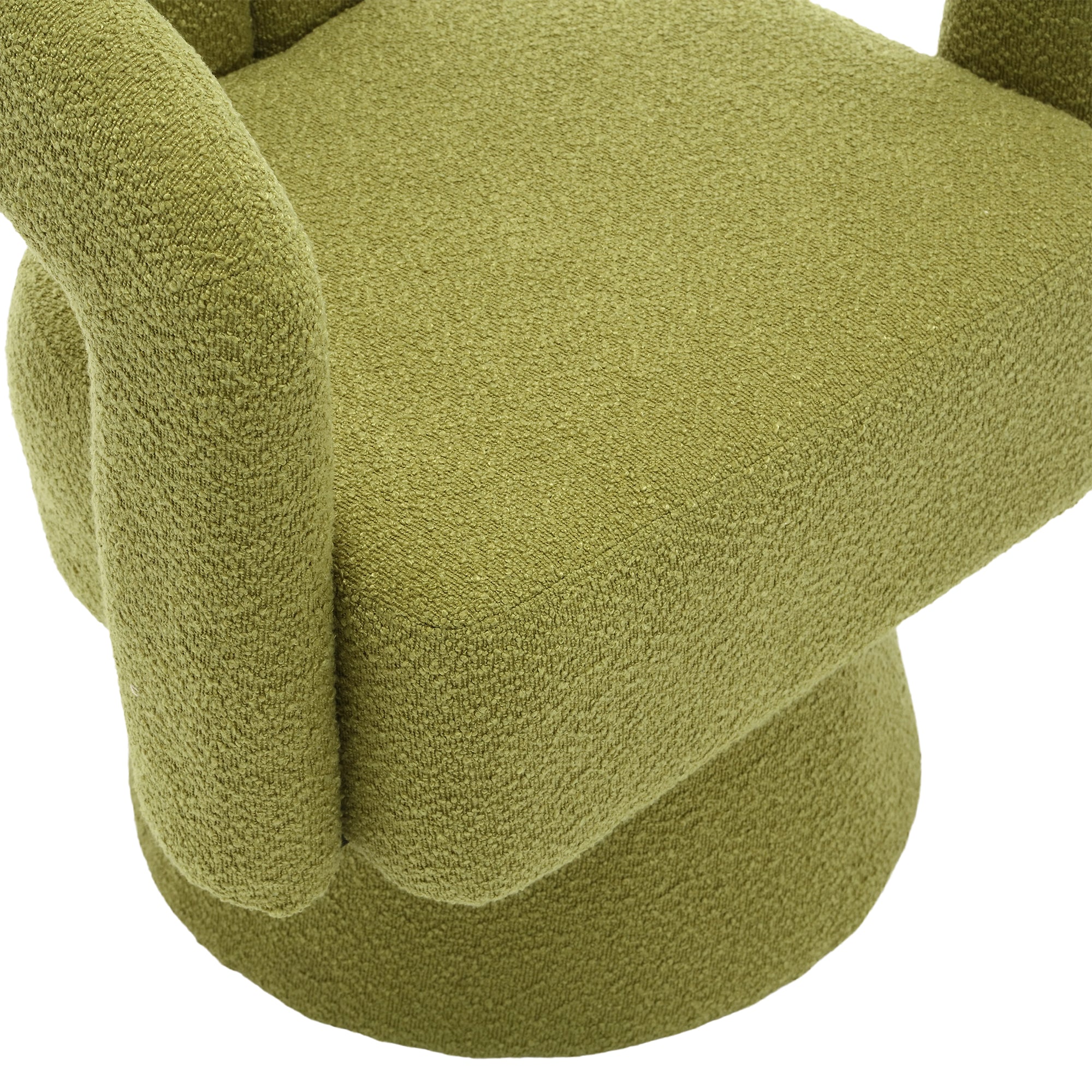 Logidon 360 degree swivel chair Boucle olive green accent chair