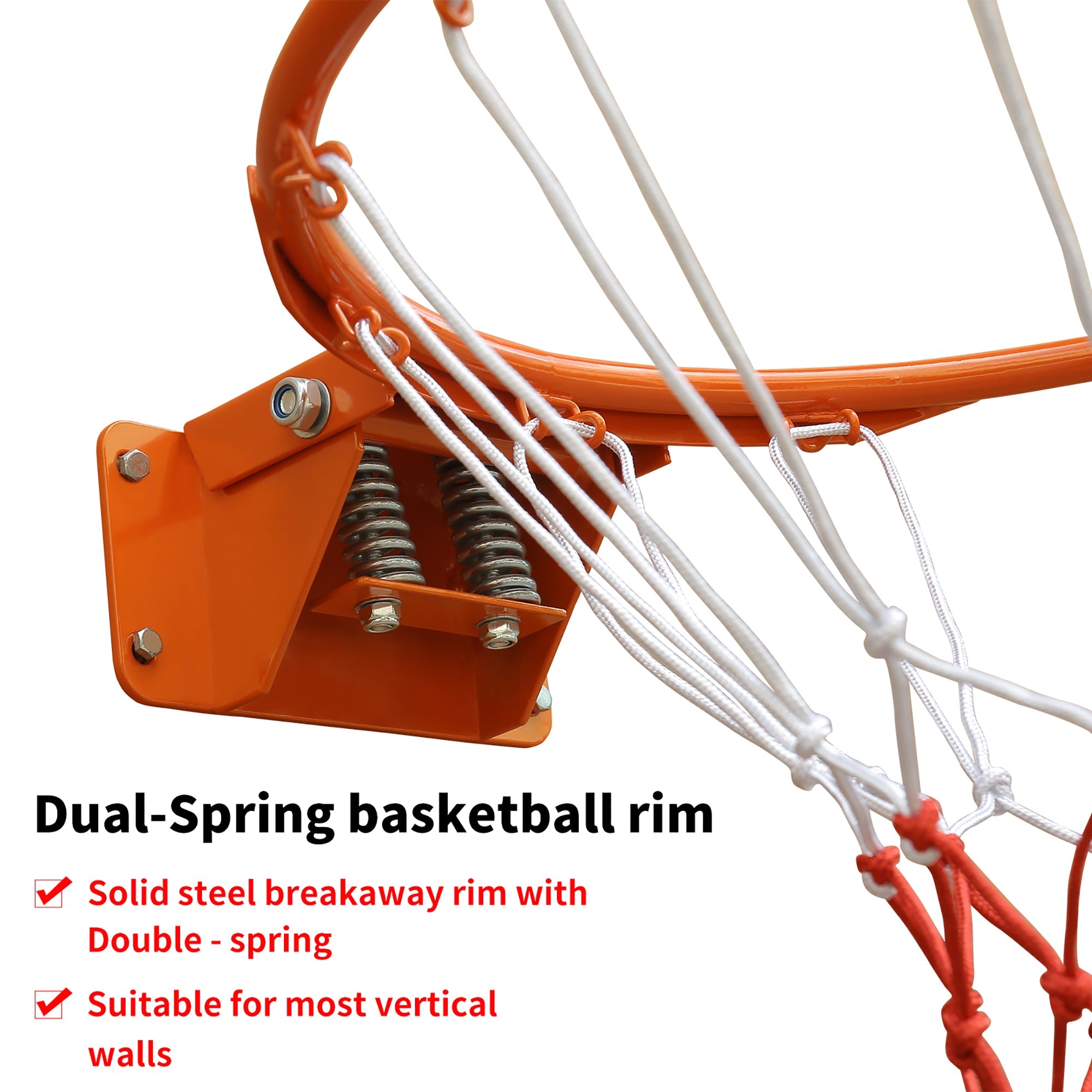 Logidon Basketbalring Met Dubbele Veer 4 Punts Stabilisatie Oranje
