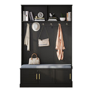Logidon kapstok schoenenbank met 6 drievoudige haken zwart 120x40x191 cm
