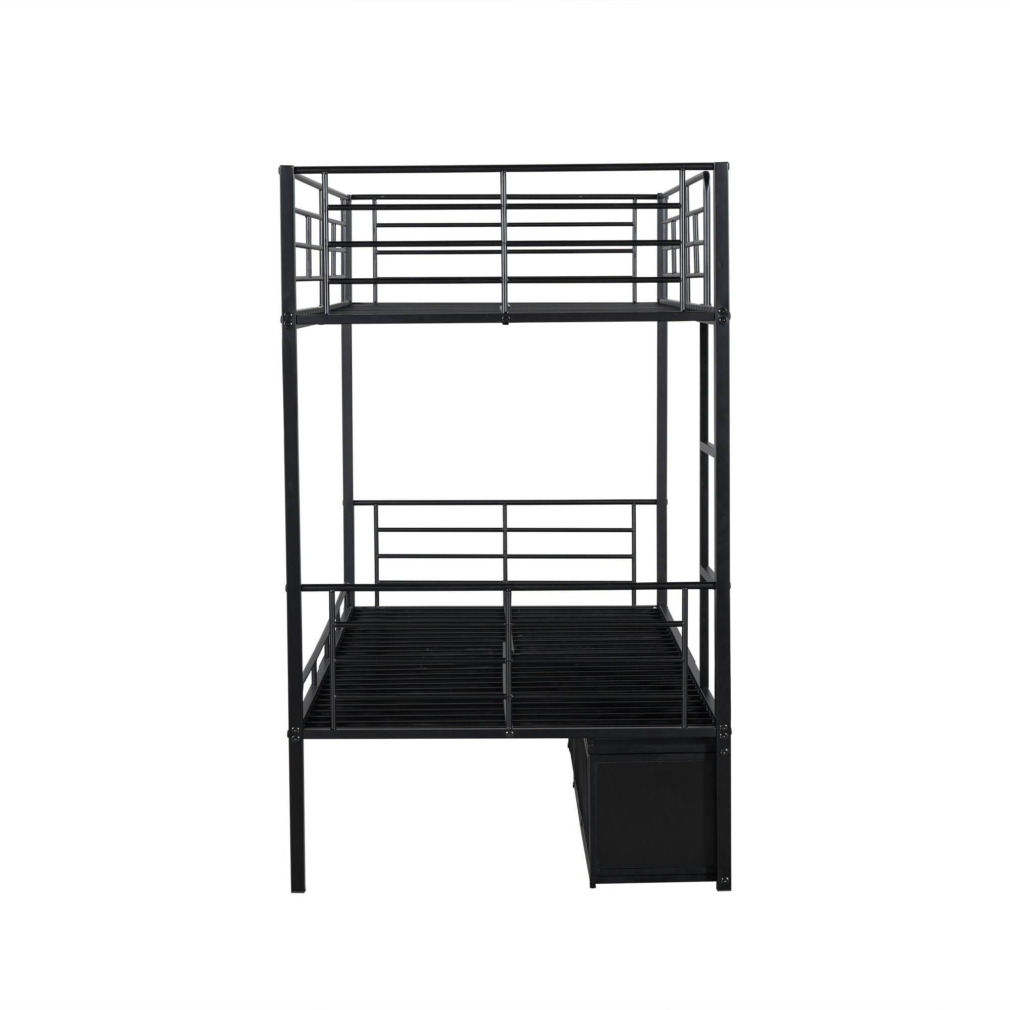 Logidon stapelbed ijzeren frame zwart 90x200 cm met schoenenrek