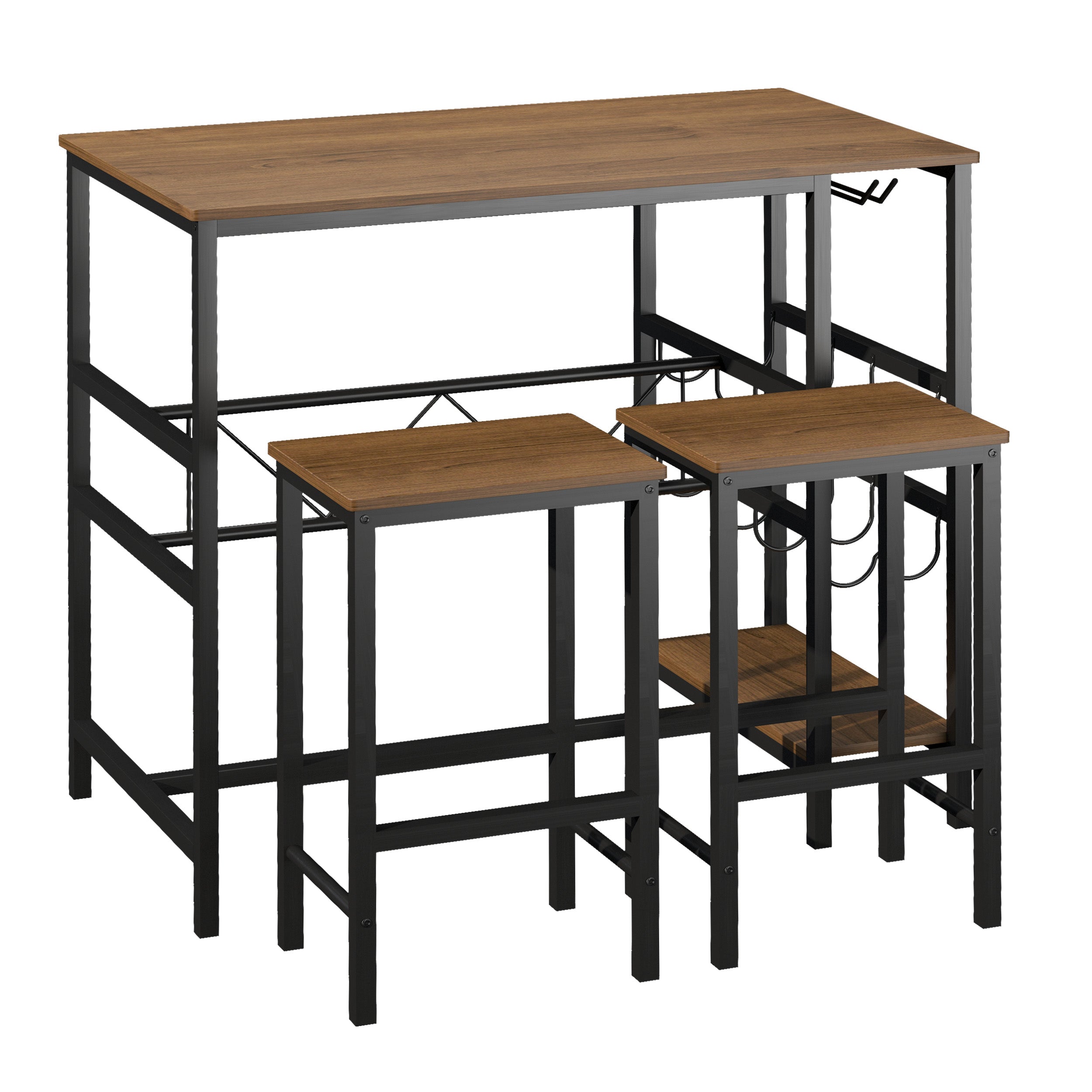 Logidon Bartafelset 3-delig Natuurlijk Hout en Zwart 108x60x95 cm