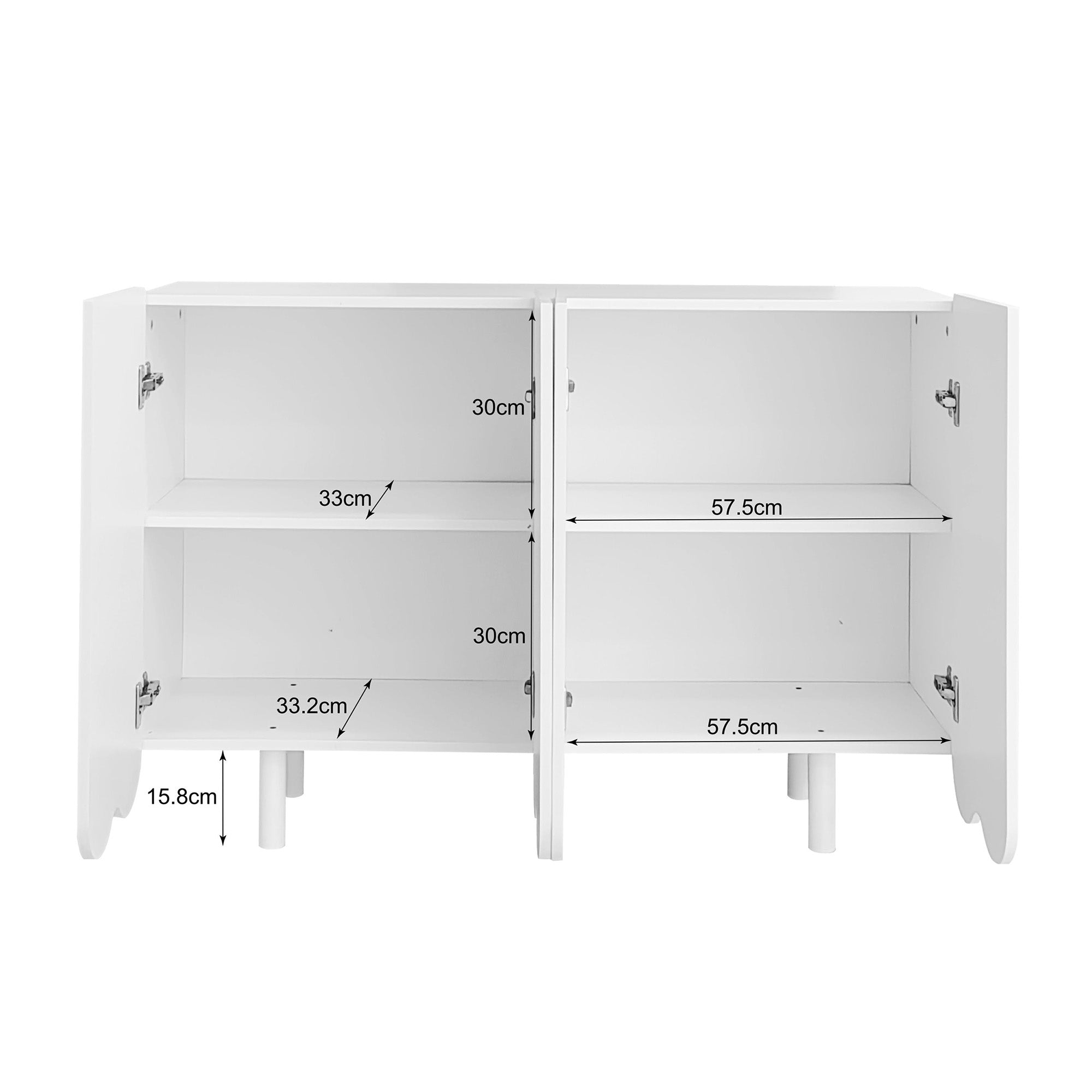 Logidon Dressoir Druppelvormig Ontwerp Met Gevormde Deuren Wit