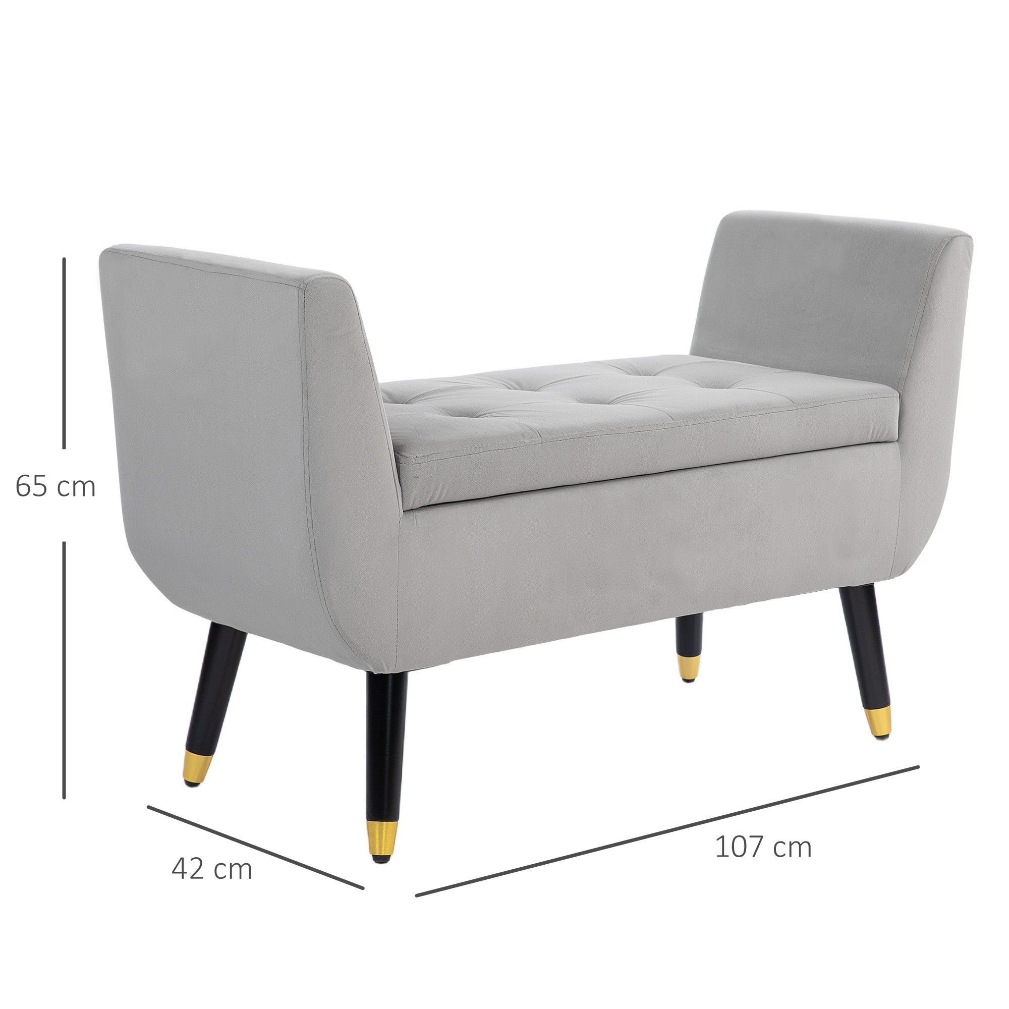 Logidon luxe bank met opbergruimte lichtgrijs 107x42x65 cm