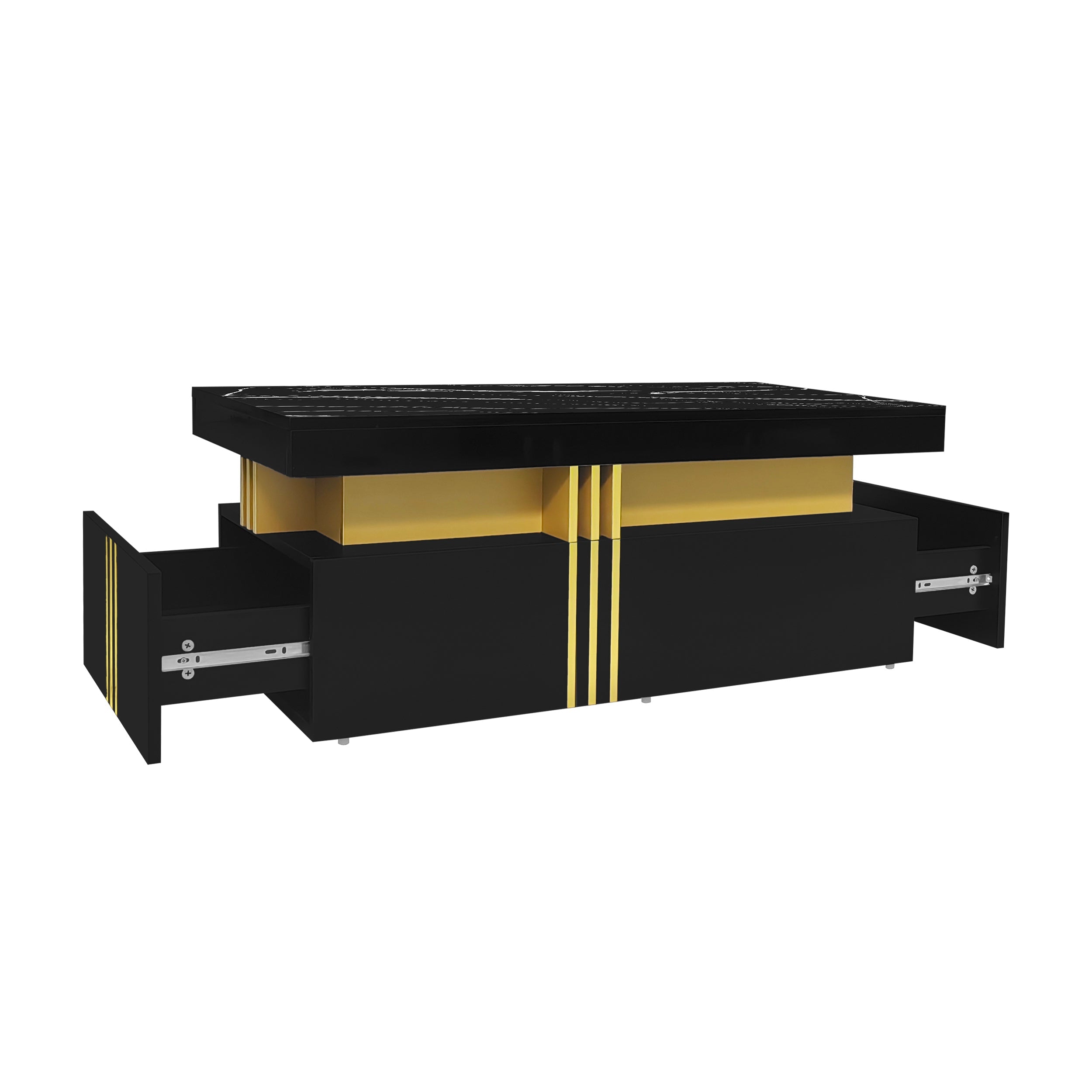Logidon Zwarte tv-wandmeubelset 2 tv-kast salontafel marmerlook