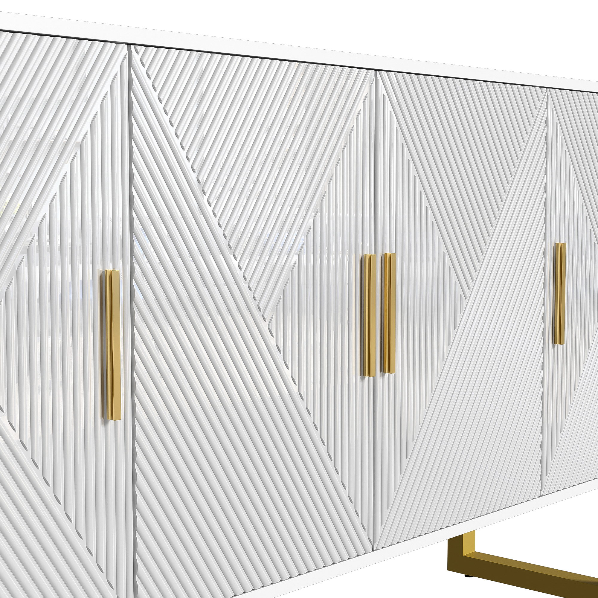 Logidon dressoir 4 deuren 150 cm wit hoogglans gouden handgrepen