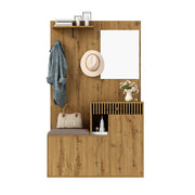 Logidon kledingkastset compacte kledingkast 110x185,5x37 cm natuurlijke MDF spiegel