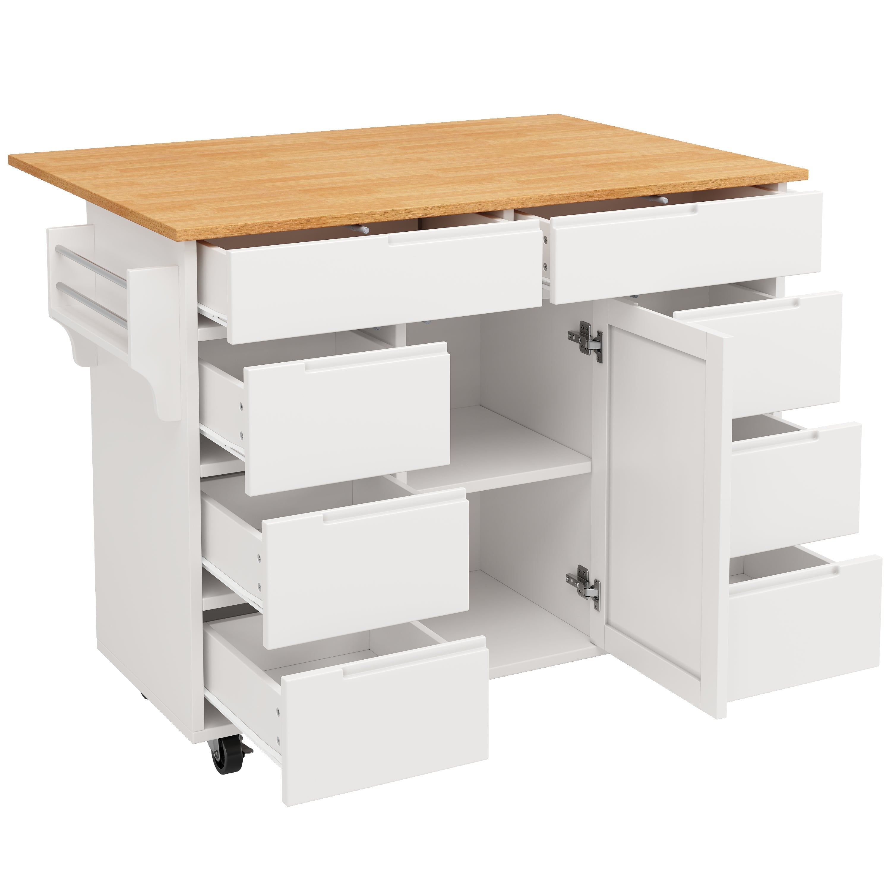 Logidon Modern Keukeneiland Uitschuifbare Keukentrolley Wit 8 Laden