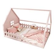Logidon vlakbed 140x200 cm roze kinderbed met railing