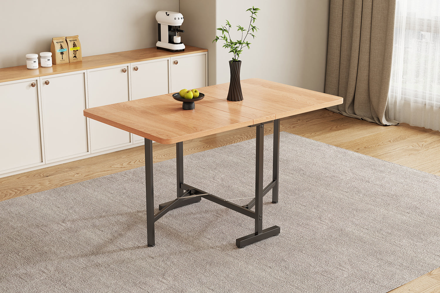 Logidon uitschuifbare eettafel 120x80 cm MDF natuurlijke look minimalistisch