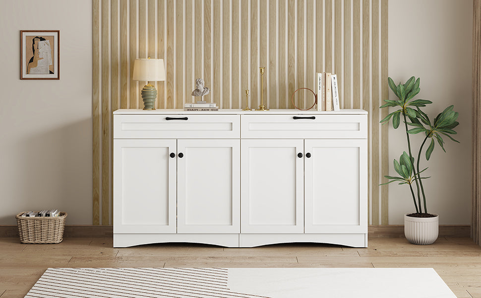 Logidon Dressoir 160 x 40 x 85 cm – Wit dressoir met 2 lades