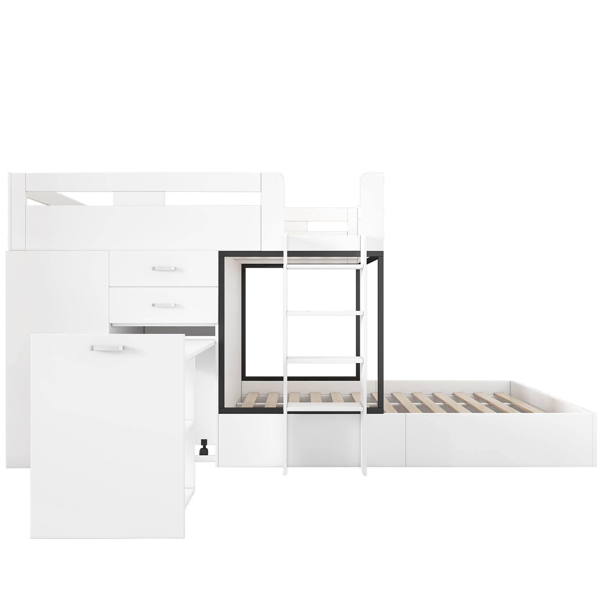 Logidon stapelbed met uitschuifbaar bureau en kledingkast wit 90x200