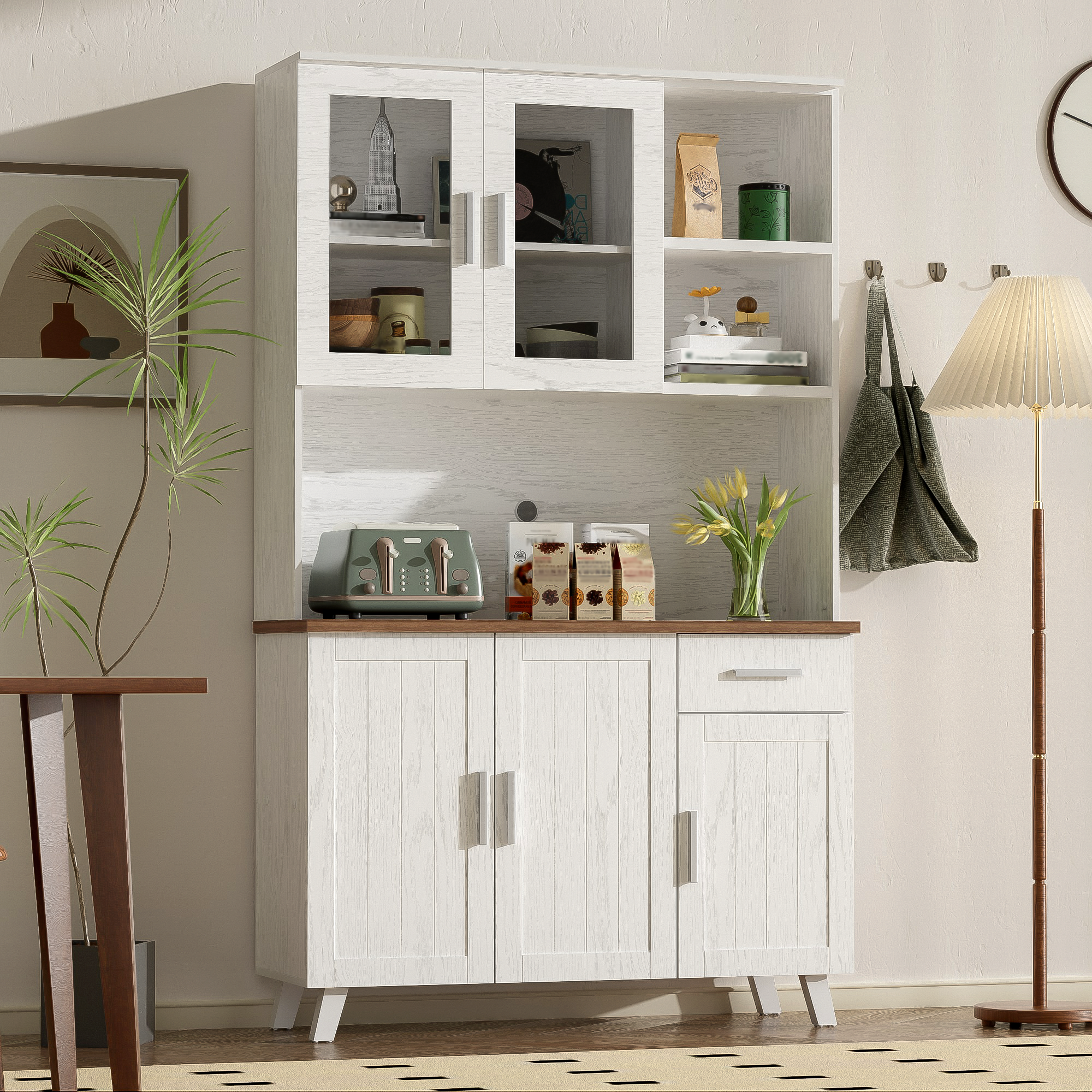Logidon vitrinekast 114x40x190 cm witbruin landelijke stijl
