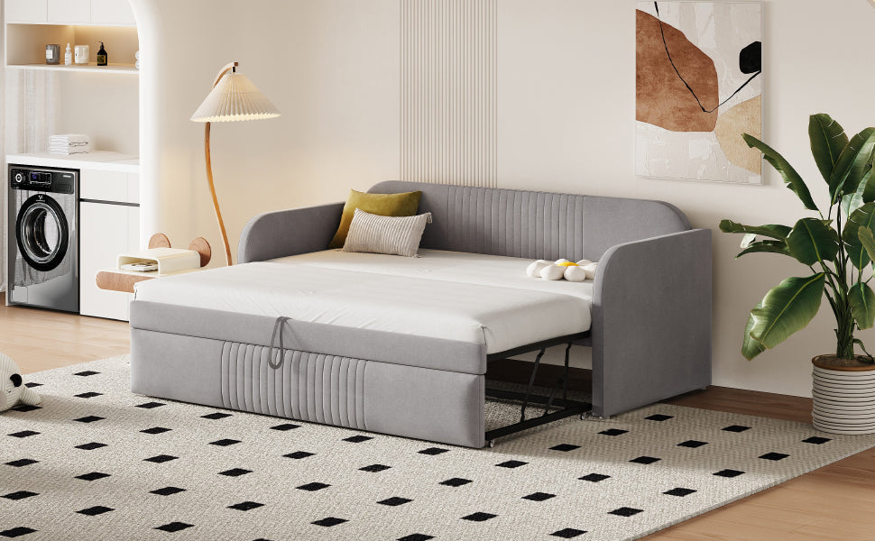 Logidon gestoffeerd bed slaapbank 90/180x190 cm lichtgrijs