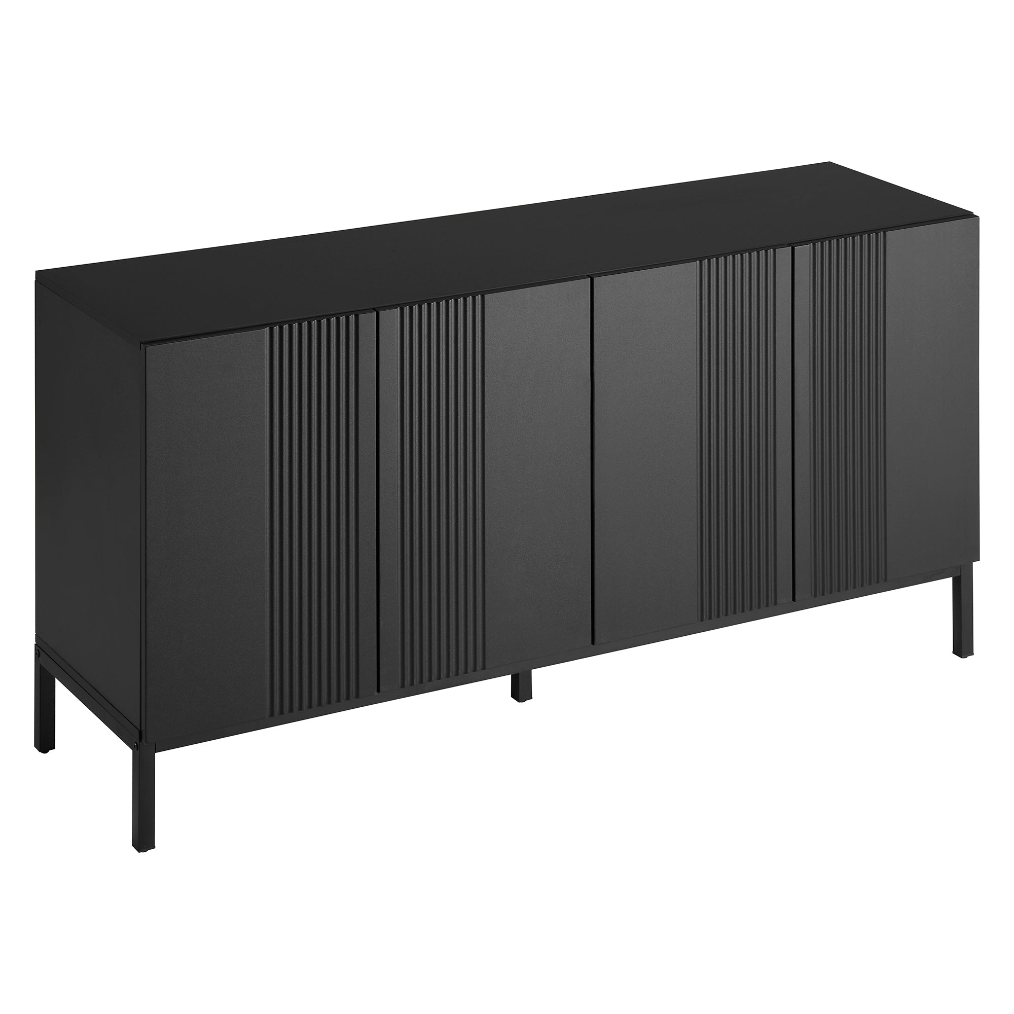 Logidon Modern Dressoir 4-deurs Greeploos Zwart 145x41x80 cm