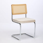 Logidon eettafel stoelen set van 2 velours zitting rotan rugleuning chroom frame beige