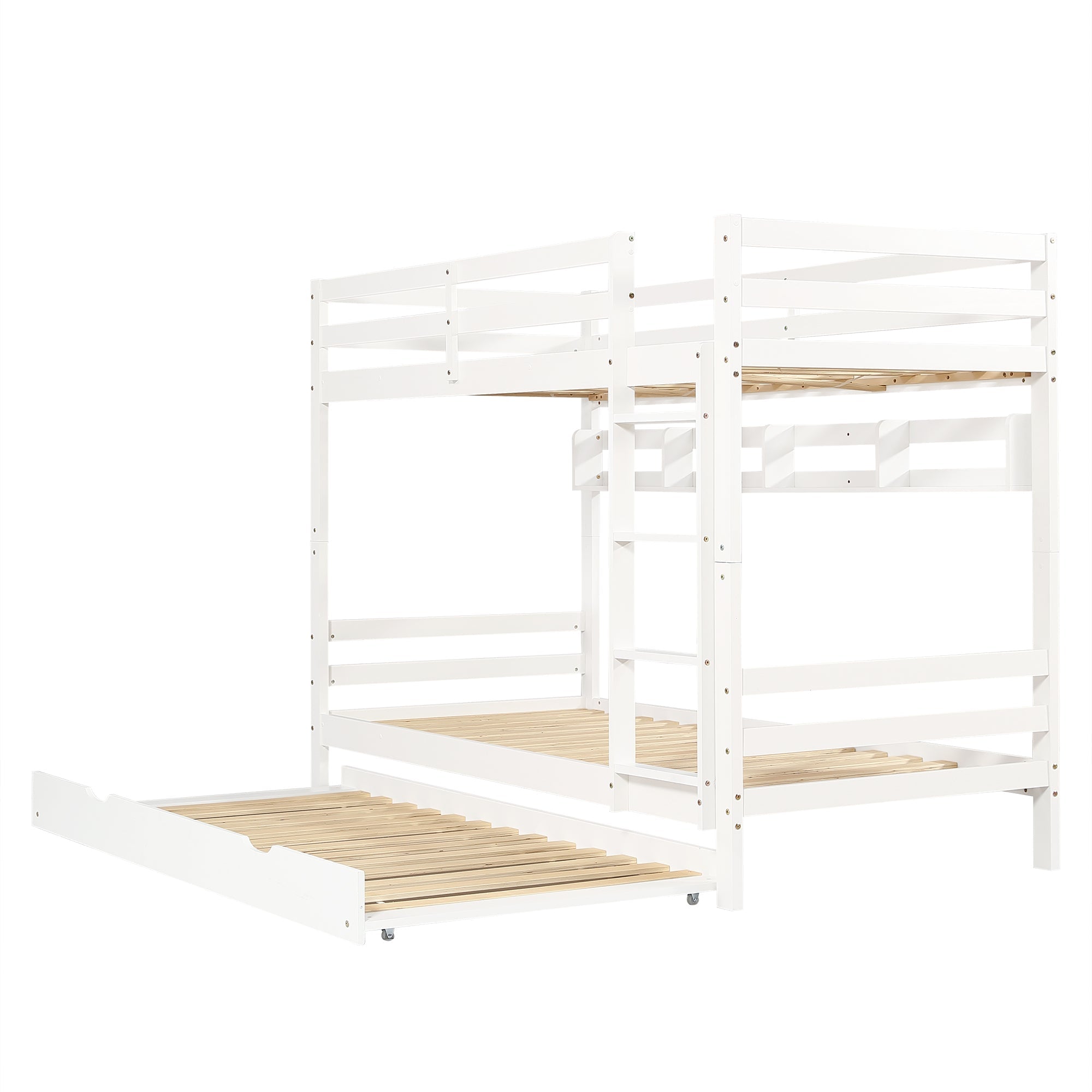 Logidon Kinderstapelbed 90x200cm Uitschuifbed op wielen Wit