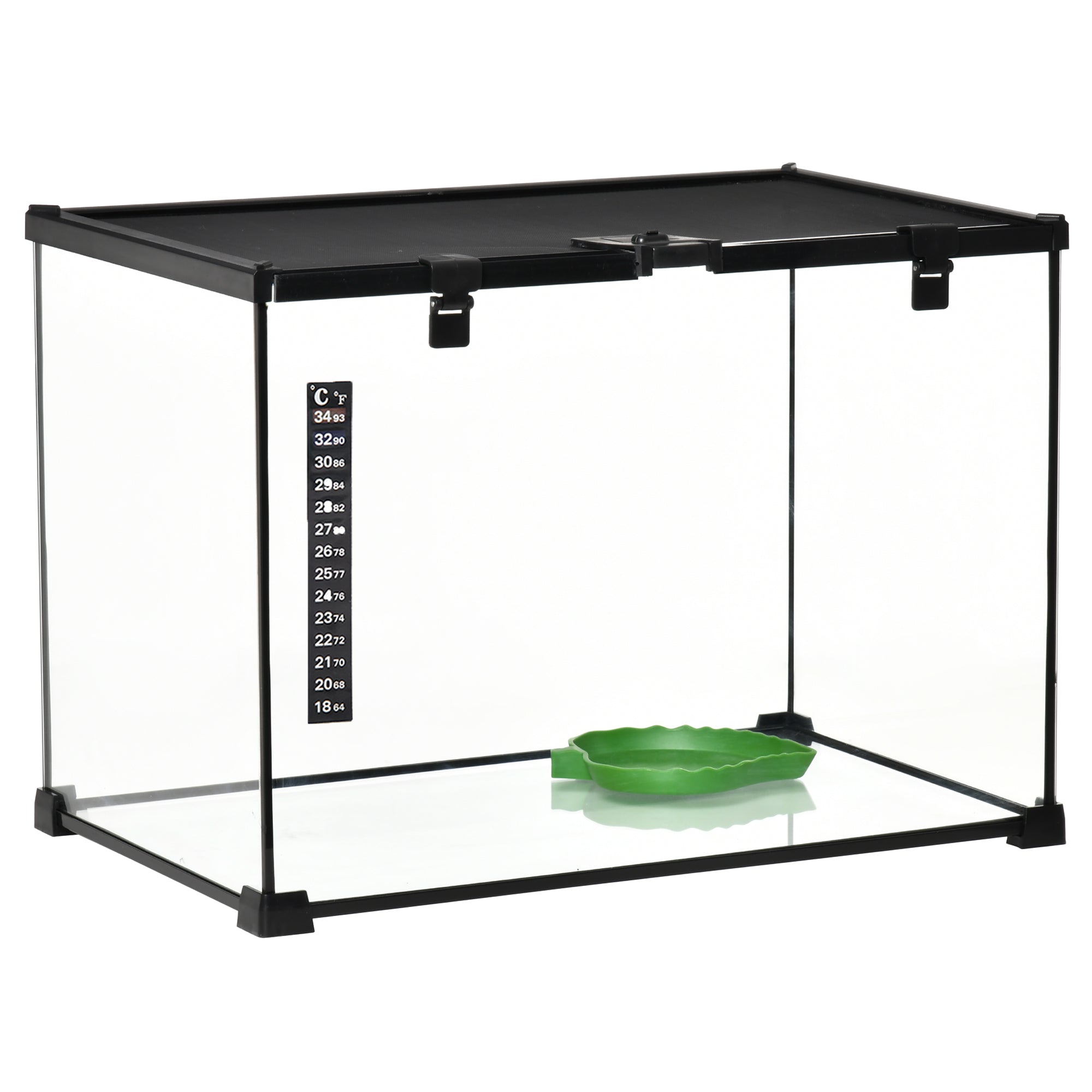 Logidon glazen terrarium 50x30x35 cm met voederopening zwart