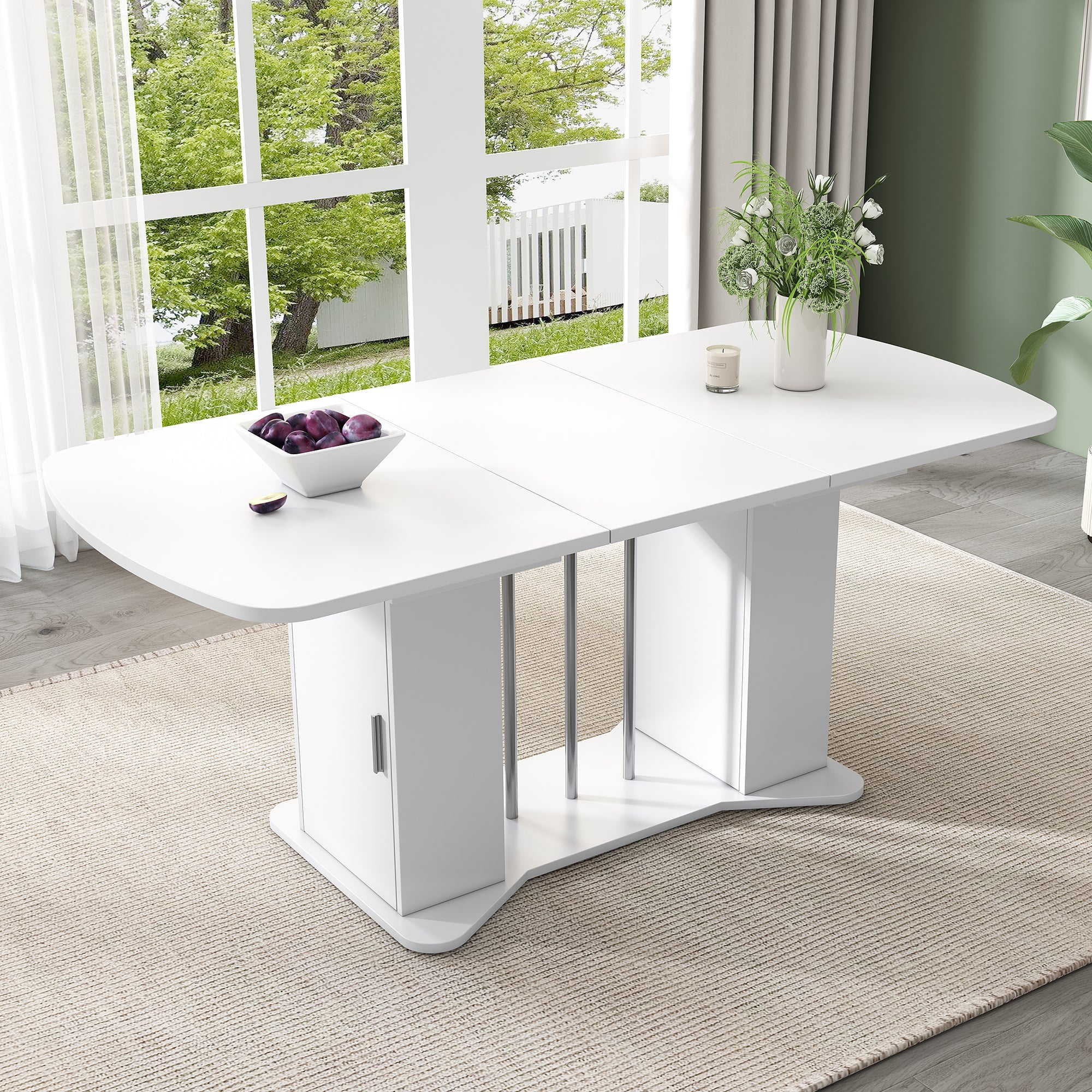 Logidon uitschuifbare eettafel 120/160x80 wit met opbergpoten