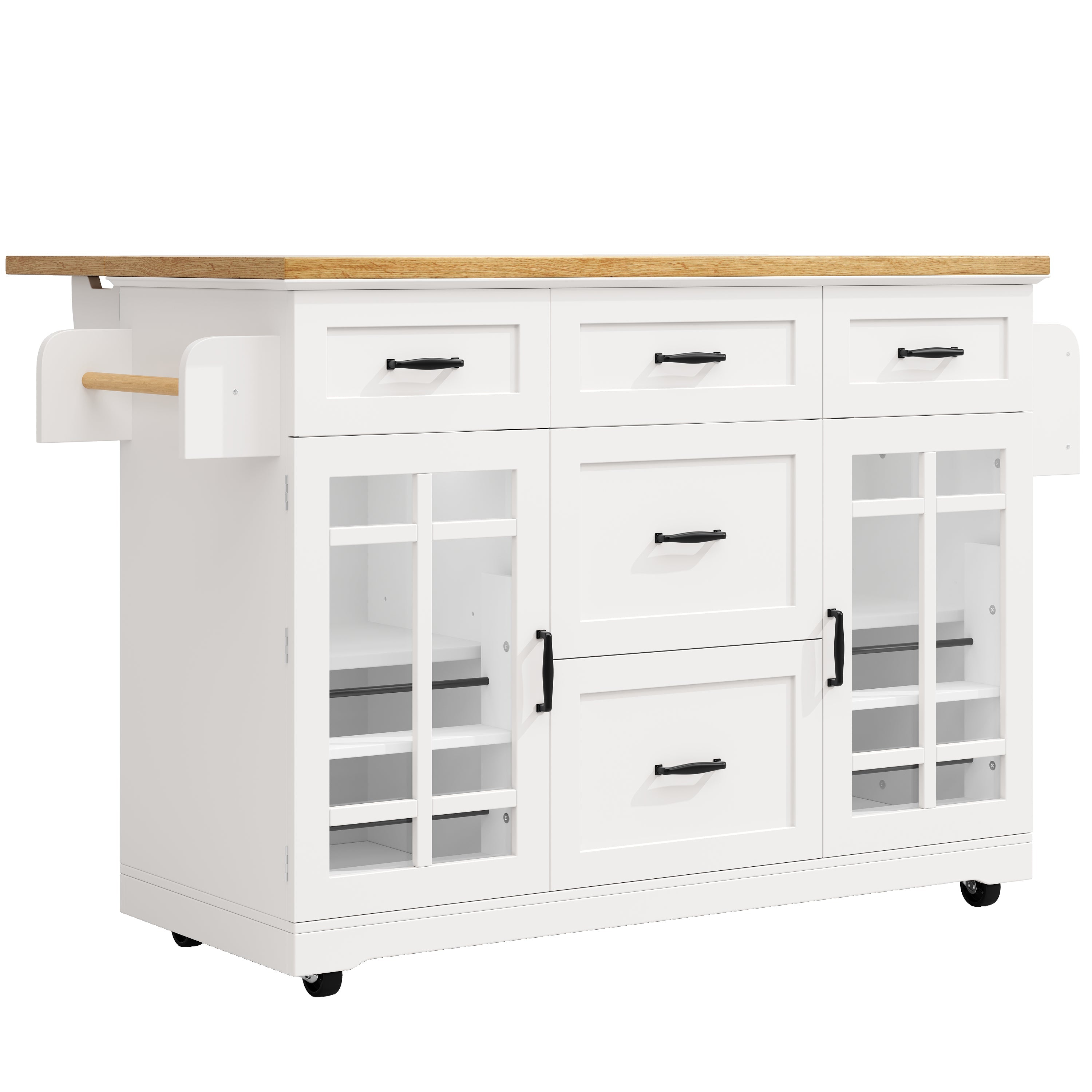 Logidon Keukeneiland Wit Houten Blad 140x40x95 cm Met Wielen