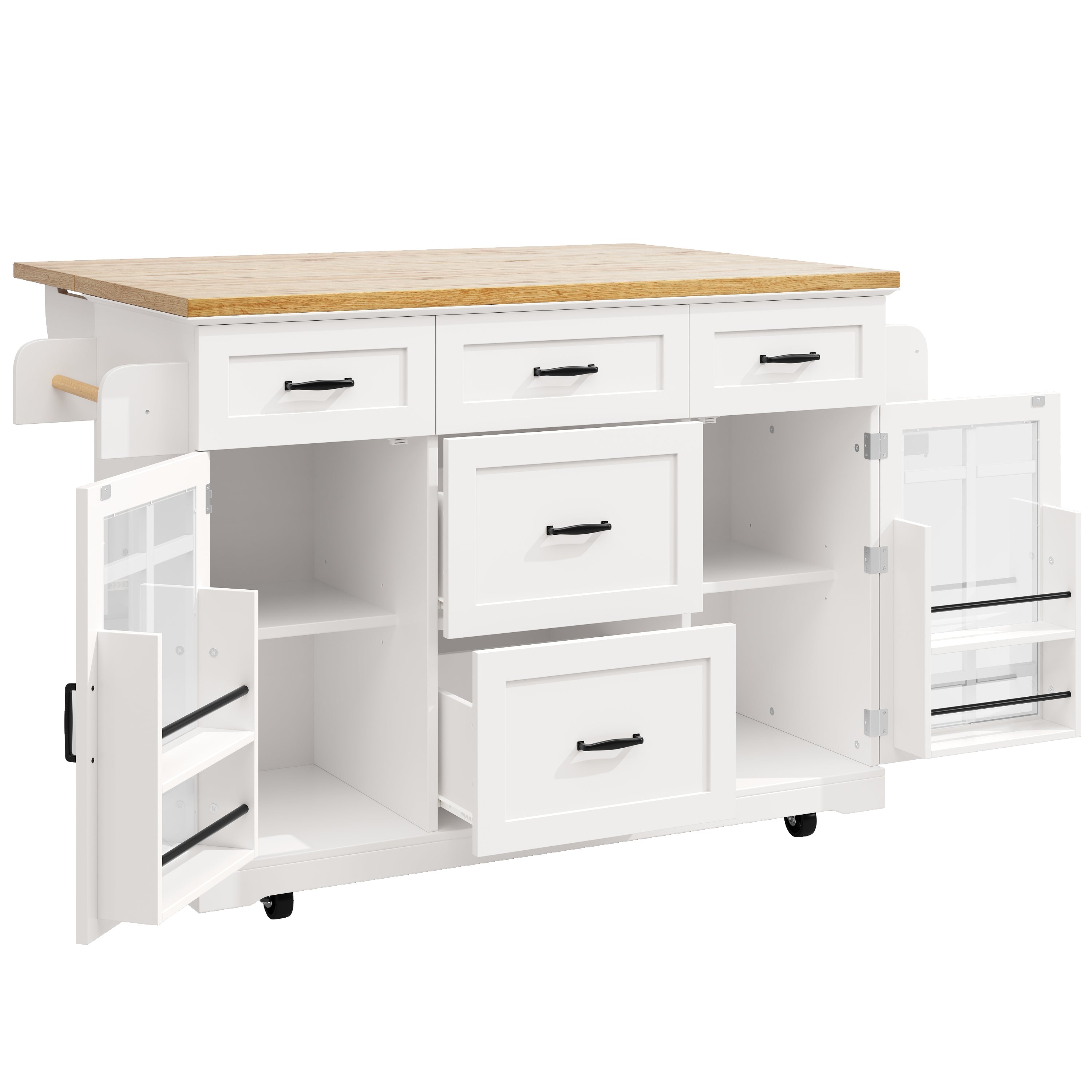 Logidon Keukeneiland Wit Houten Blad 140x40x95 cm Met Wielen