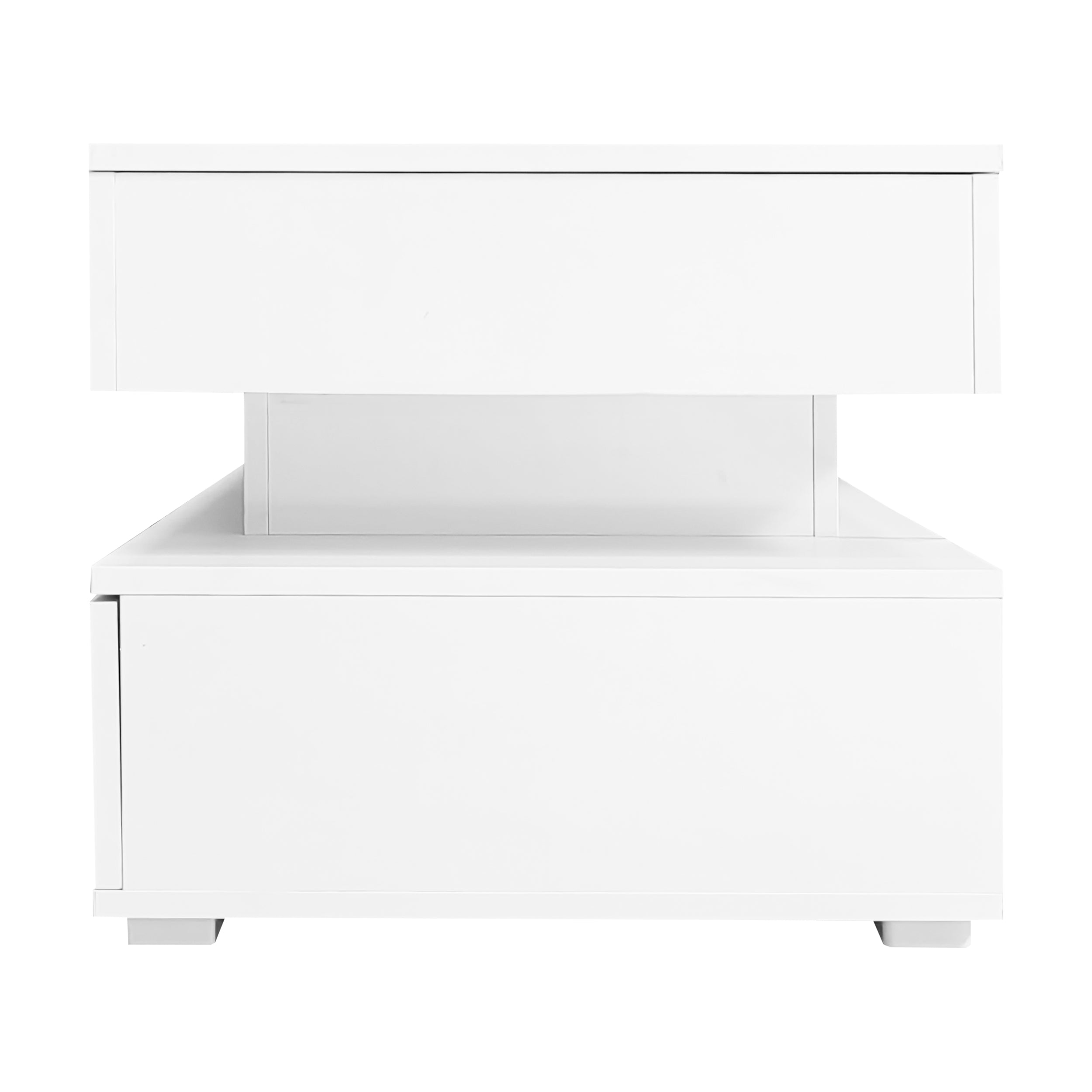 Logidon Hydraulisch in hoogte verstelbare salontafel 100x50x44 cm Wit LED
