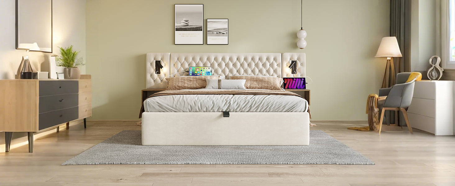 Logidon bedsysteem beige 160x200 cm hydraulisch opbergmatras